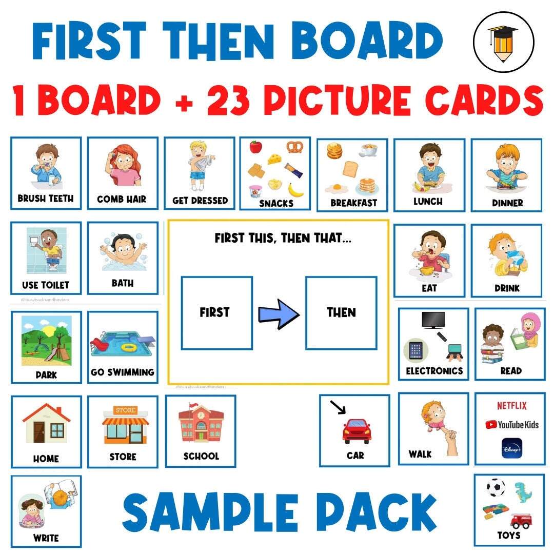 1 BOARD 23 PICTURE CARDS First Then Board Visual Aid Visual Schedule Toddler Behavior Chart Task Card Autism Communication 1 BOARD 23 PICTURE CARDS First Then Board Visual Aid Visual Schedule Toddler Behavior Chart Task Card Autism Communication