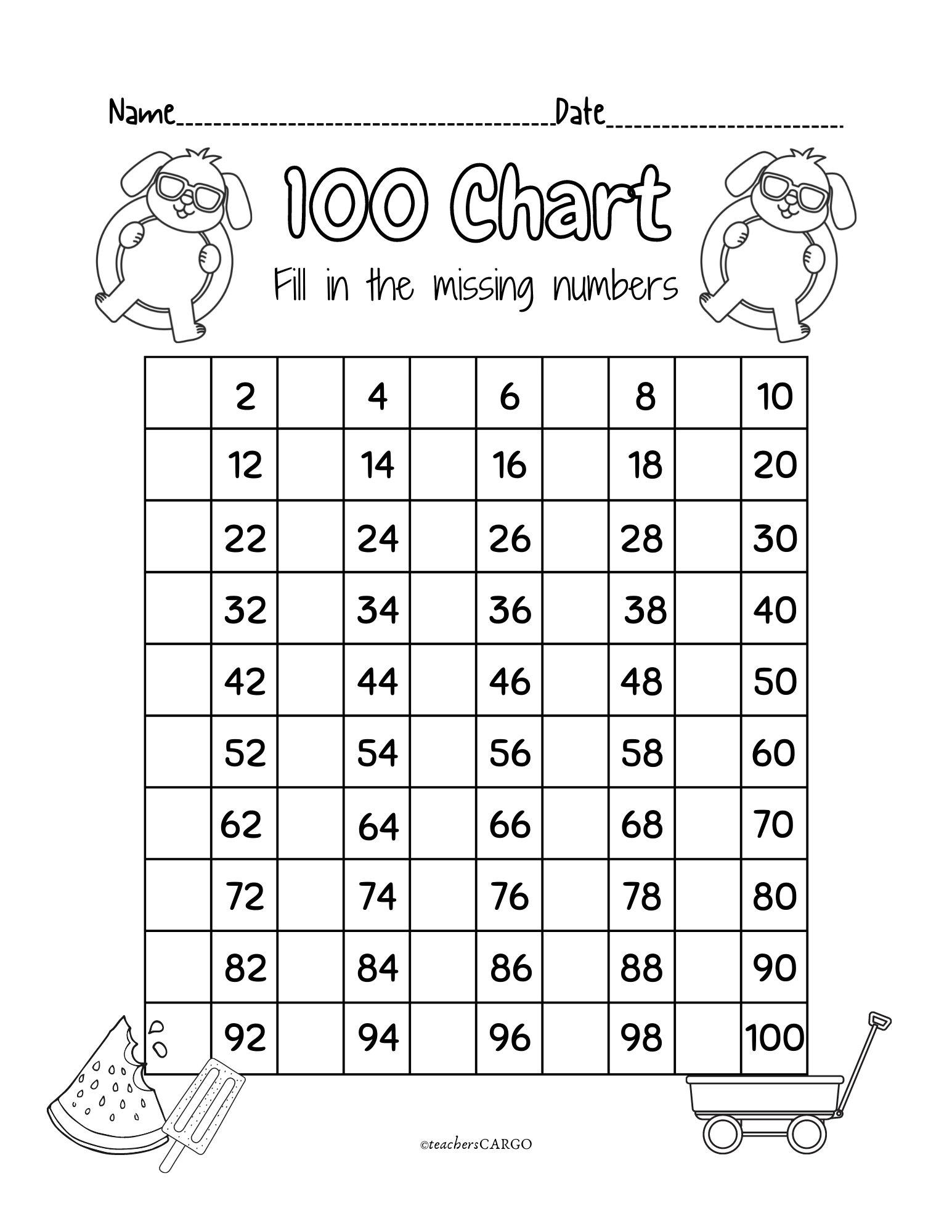100 Chart Missing Number Fill In The Missing Numbers Worksheet Made By Teachers Missing Numbers Worksheets Fill In The Missing Numbers Free Printables Lettering SVG Files Tools Apps