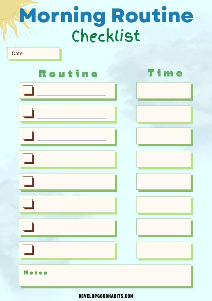 12 Printable Morning Routine Checklists For Adults Students Develop Good Habits 12 Printable Morning Routine Checklists For Adults Students Develop Good Habits