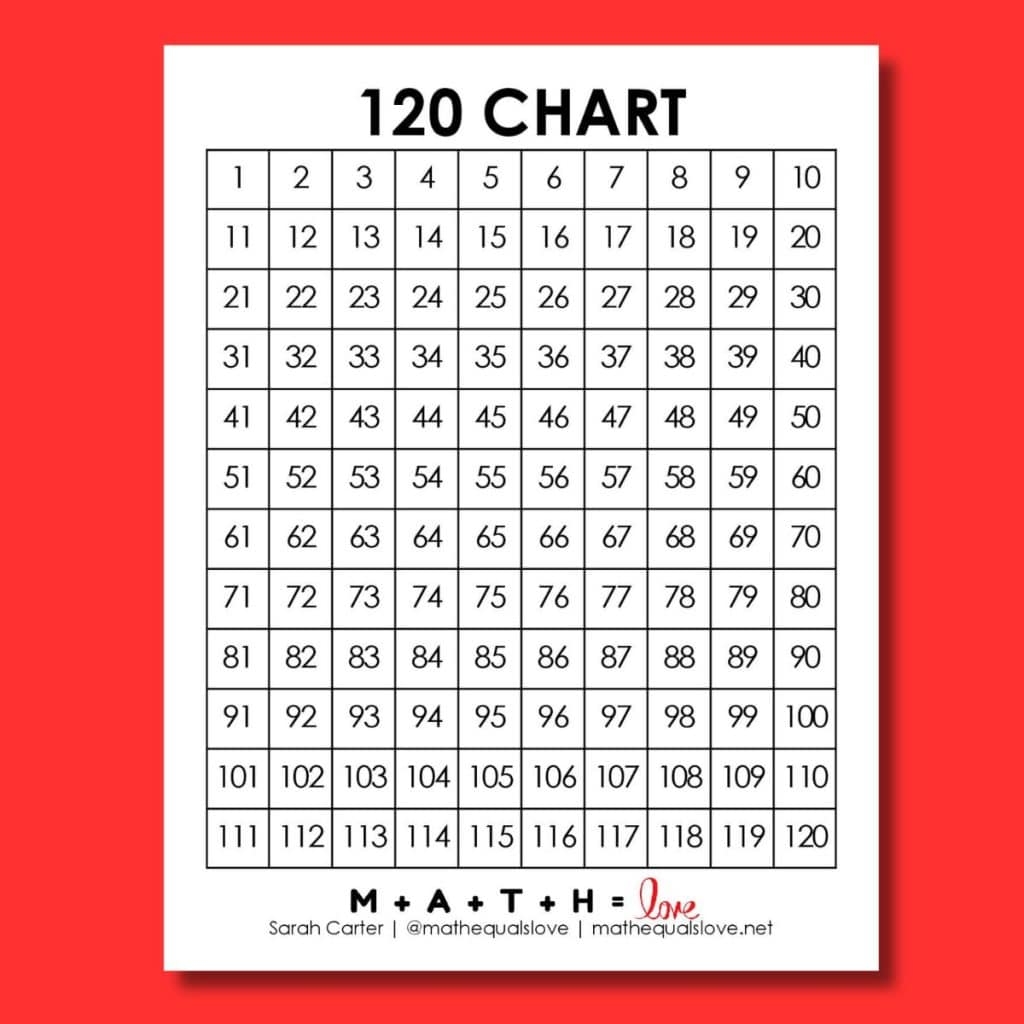Free 1 120 Number Chart To Print For Kids