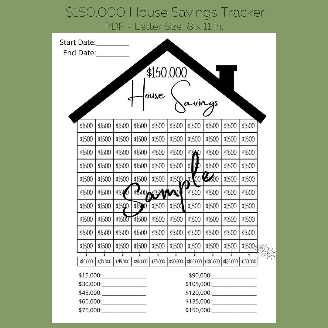 20k House Savings Challenge Home Downpayment Tracker Etsy