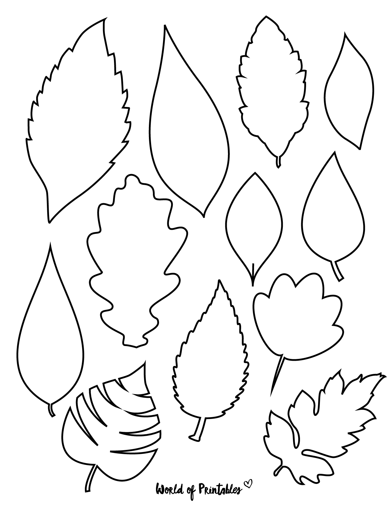 37 Printable Leaf Templates Outlines Shapes Free World Of Printables Leaf Shapes 3 Part Cards Information Worksheets Montessori Nature