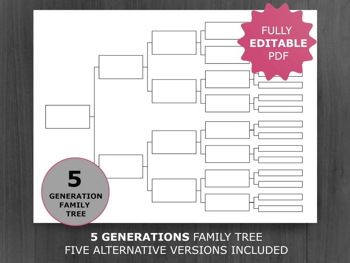 5 Generation Family Tree Chart Printable And Editable Genealogy Template PDF Etsy 5 Generation Family Tree Chart Printable And Editable Genealogy Template PDF Etsy