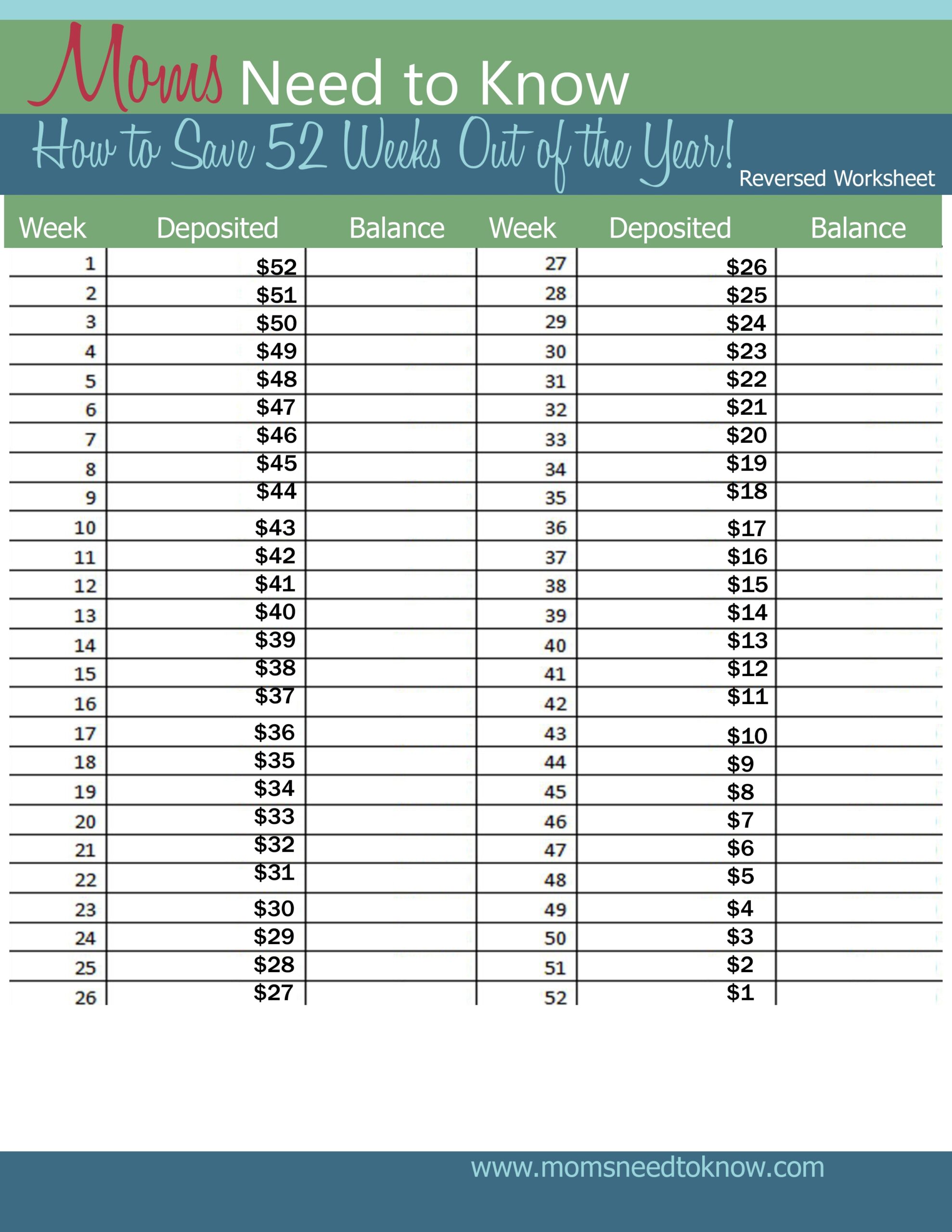52 Week Saving Plan Save 1378 Per Year