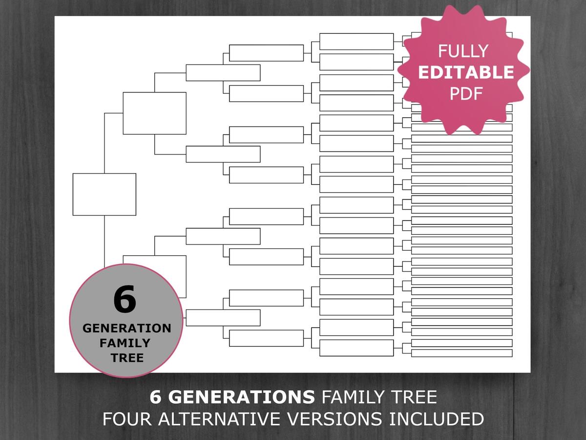 Oak Tree 6 X 8 6 Generations Pedigree Chart Scrapbook Your Family Tree
