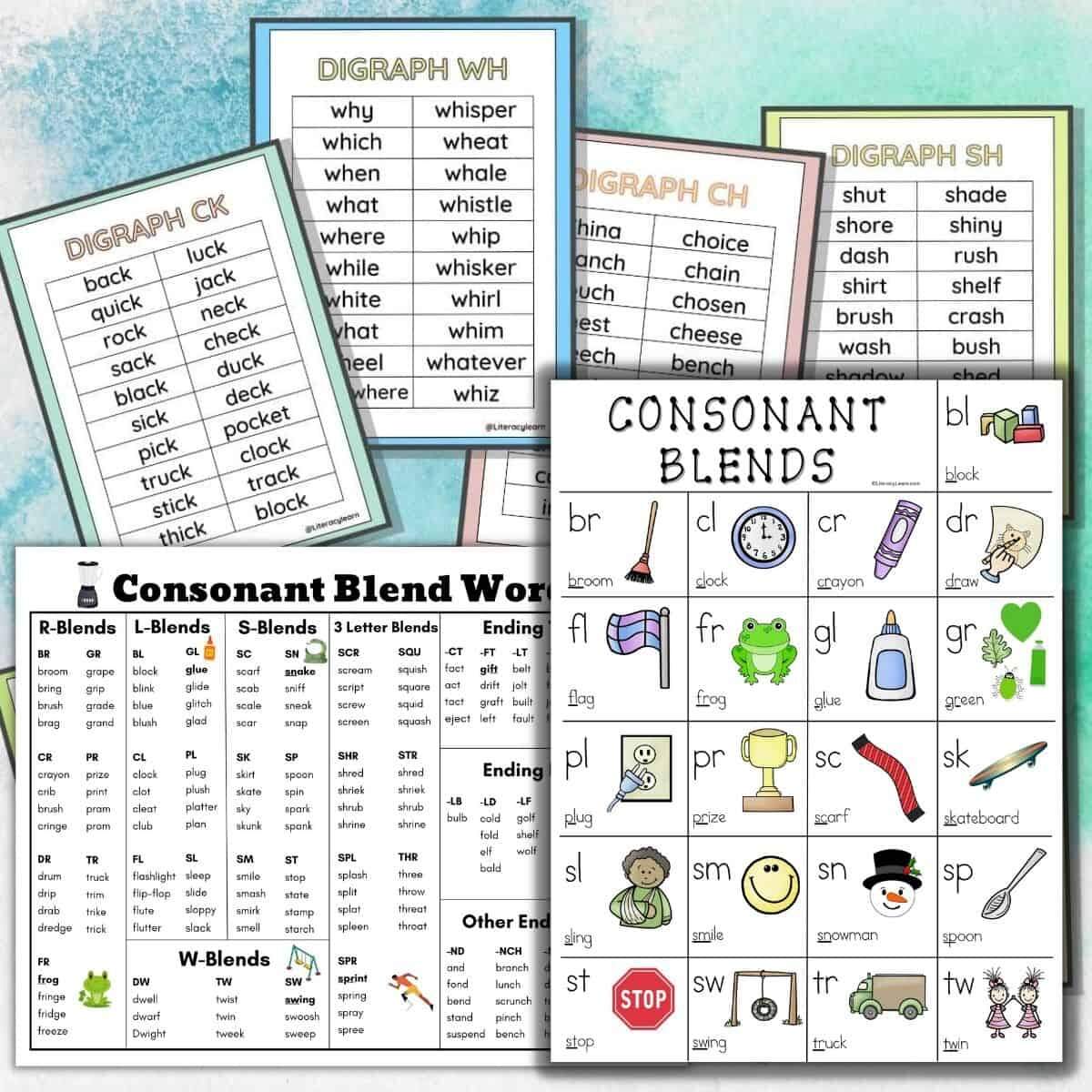 All About Digraphs Blends Free Lists Charts Literacy Learn