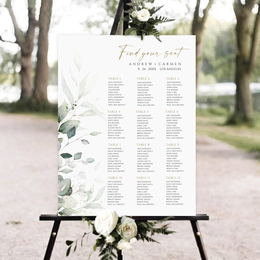 Amazon Personalized Wedding Guest Seating Chart Custom Eucalyptus Greenery Design Table Plan Sign Patio Lawn Garden Amazon Personalized Wedding Guest Seating Chart Custom Eucalyptus Greenery Design Table Plan Sign Patio Lawn Garden