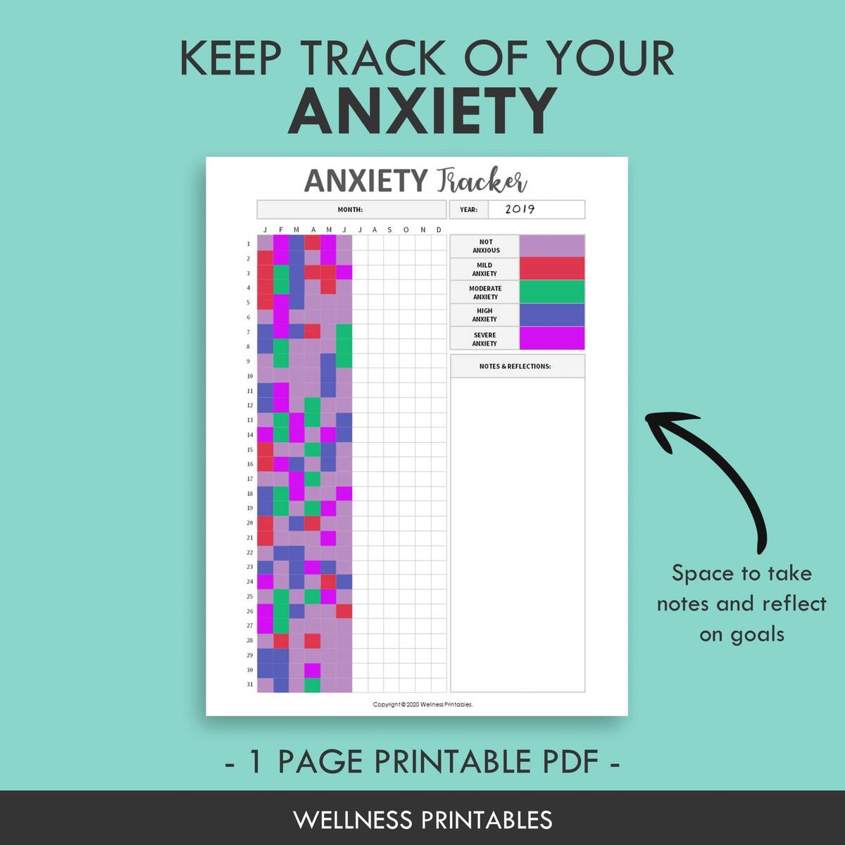 Anxiety Tracker Printable Planner Inserts Wellness Printables