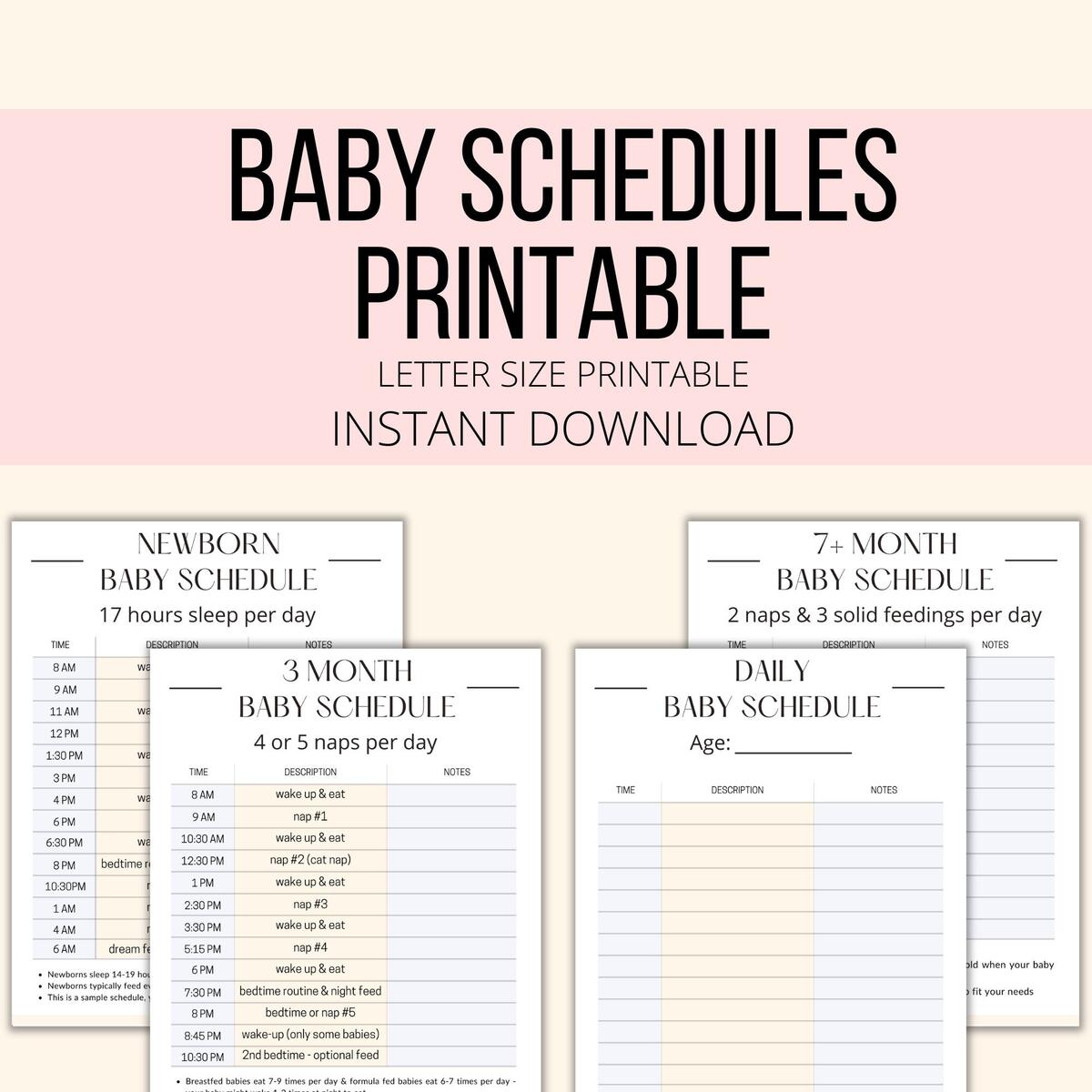 Baby Schedule Printable Baby Schedule Template Fillable PDF Sample Daily Infant Baby Care Schedules Newborn To 1 Year Tracker Planner Log Etsy Israel