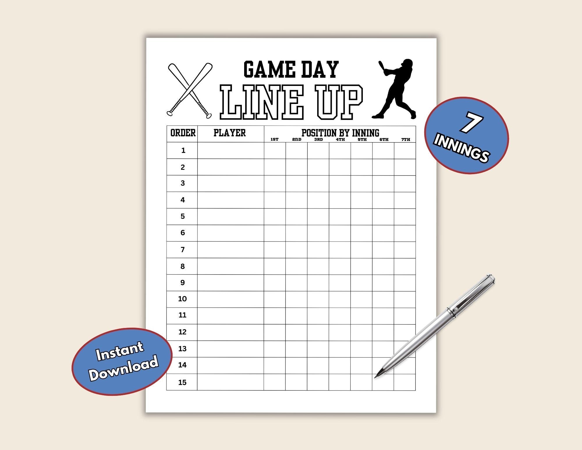 Baseball Depth Chart Etsy Baseball Depth Chart Etsy
