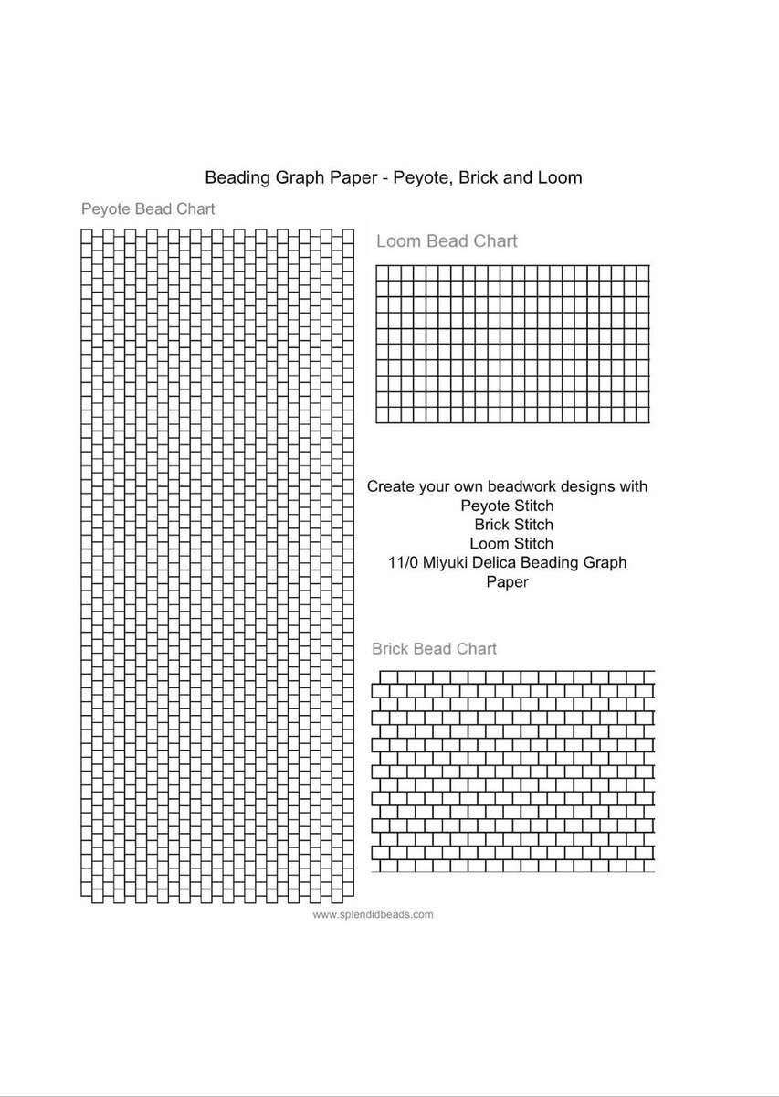 Beading Graph Paper For Peyote Brick Loom Stitch printable PDF Etsy