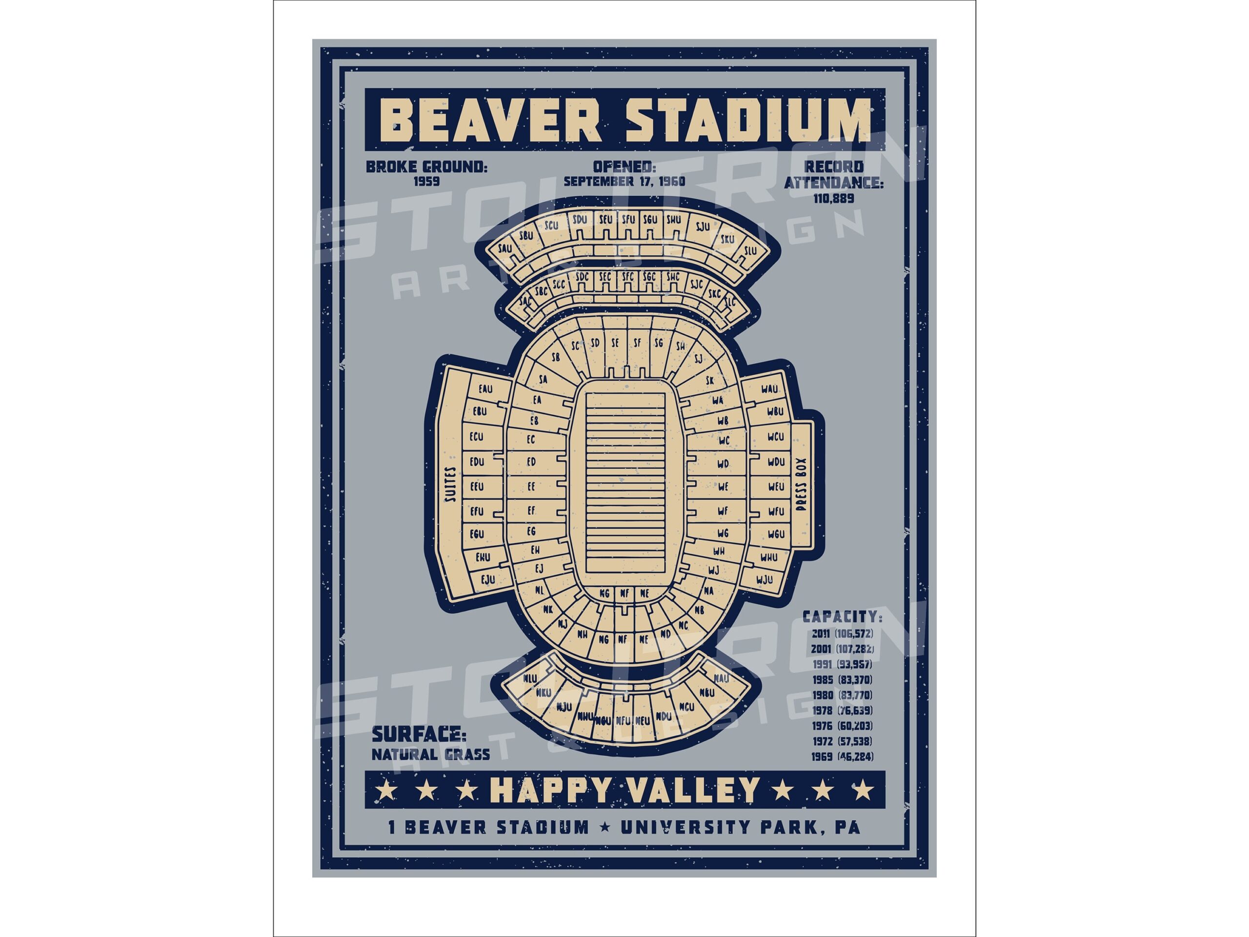 BEAVER STADIUM Seating Chart Diagram Poster Wall Art Print 12x18 18x24 24x36 Inches State College Pennsylvania Happy Valley Football Etsy Ireland The First Look At The 2025 Beaver Stadium Temporary Seating Chart
