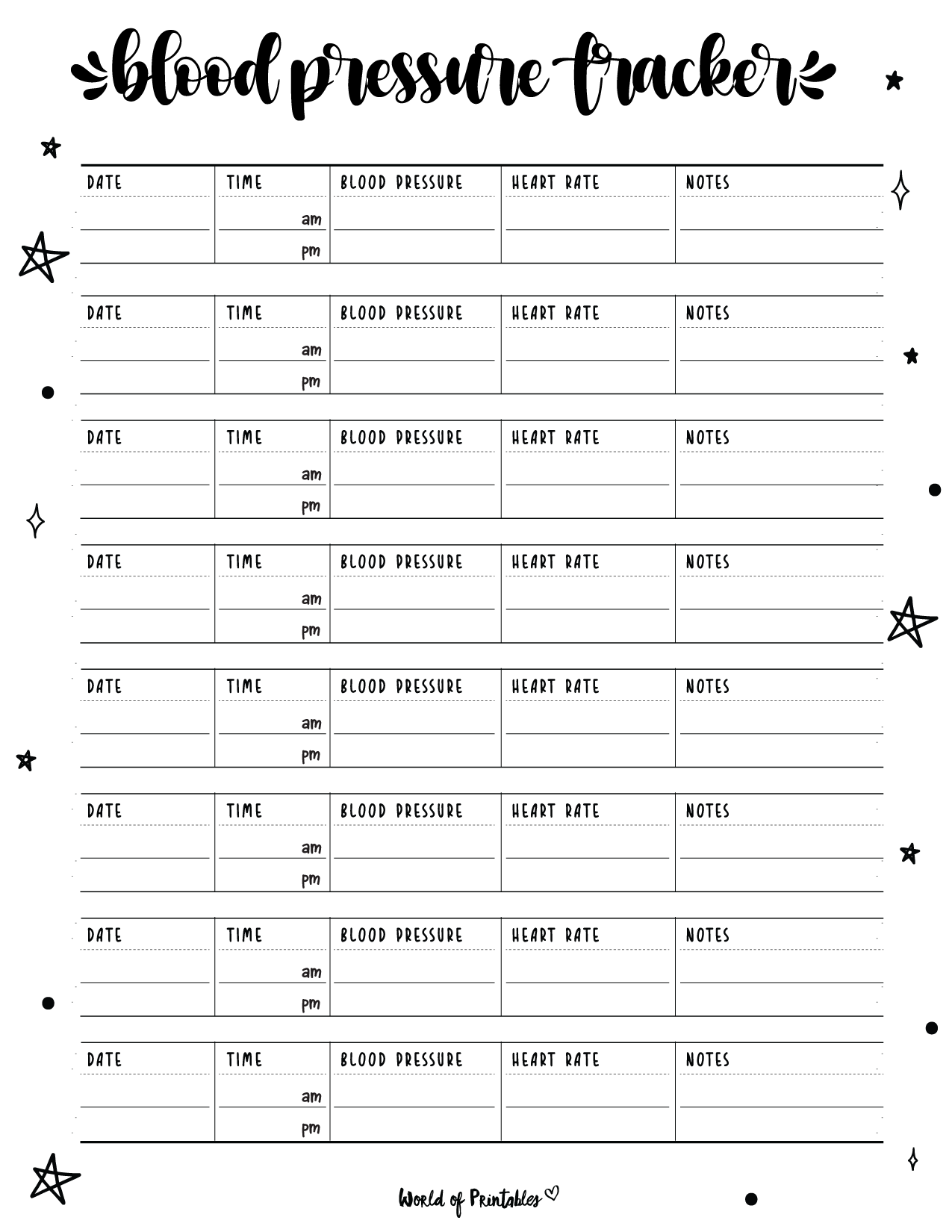 Printable Blood Pressure Log High Blood Pressure Tracker BP Tracker Heart Rate Tracking Letter PDF Instant Download Etsy