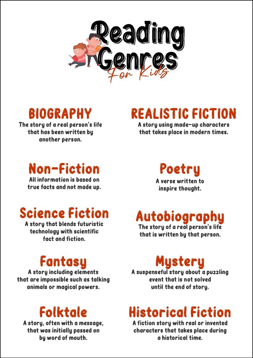Book Genres For Kids 12 Free PDF Printables Printablee Book Genres For Kids 12 Free PDF Printables Printablee