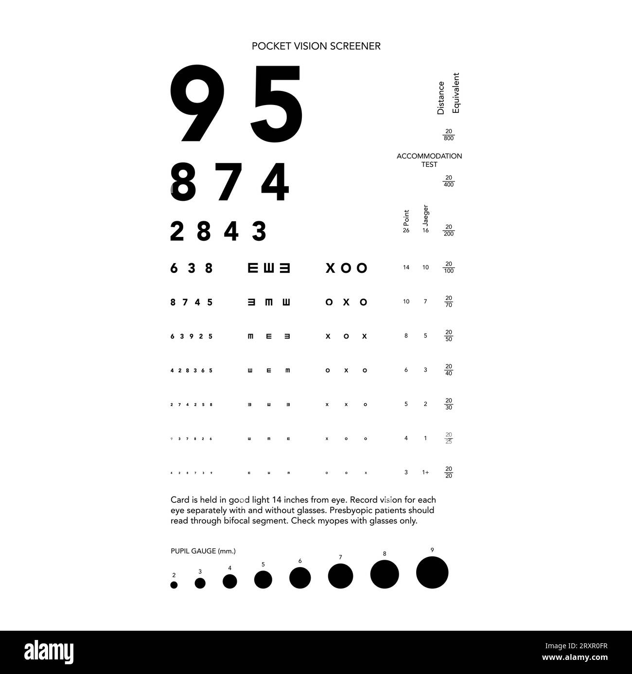 Brand New Ultimate Pocket Eye Chart Rosenbaum Snellen Rosenbaum Pocket Vision Screener Amcon Labs