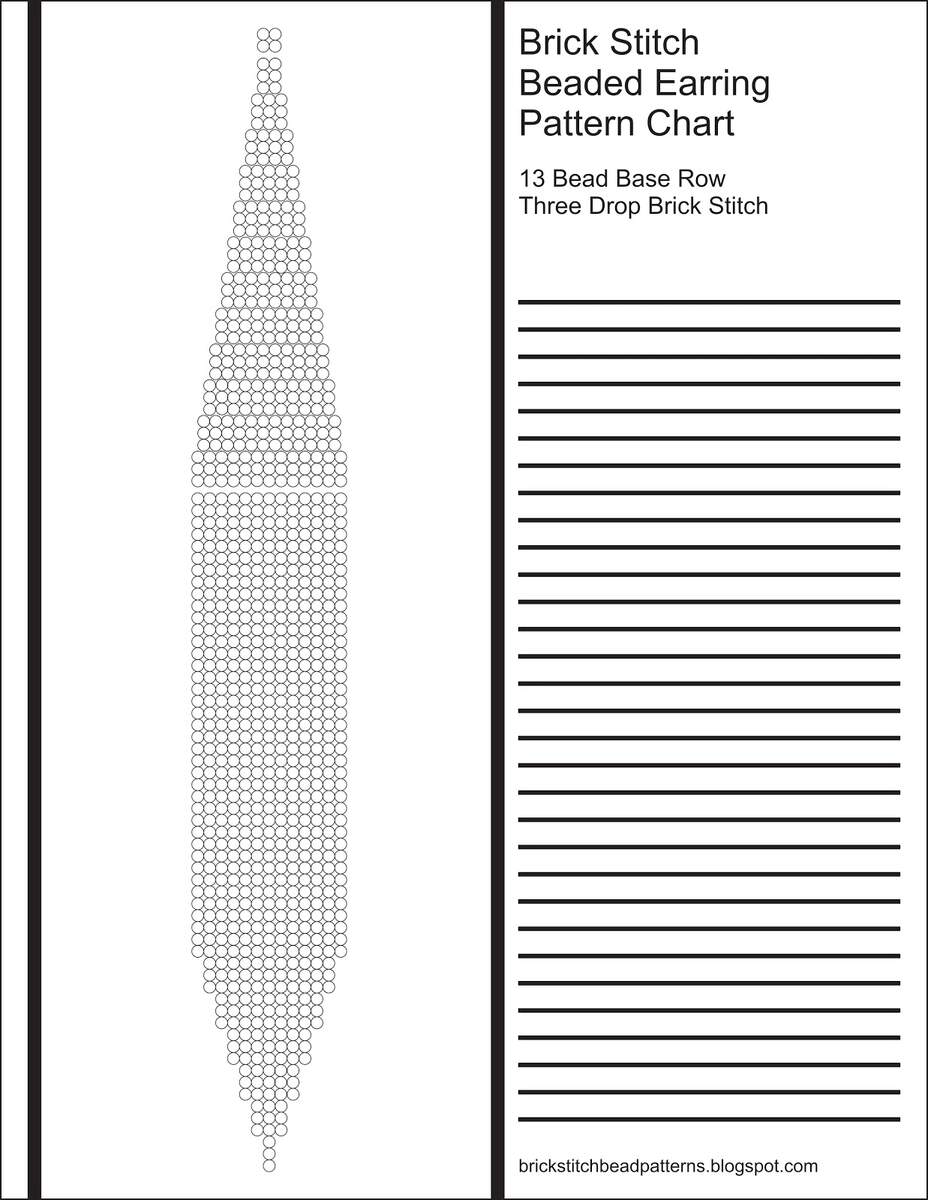 Brick Stitch Bead Patterns Journal 13 Bead Base Row 3 Drop Blank Round Beaded Earring Pattern Chart Bead Size Chart Swanheart Jewelry