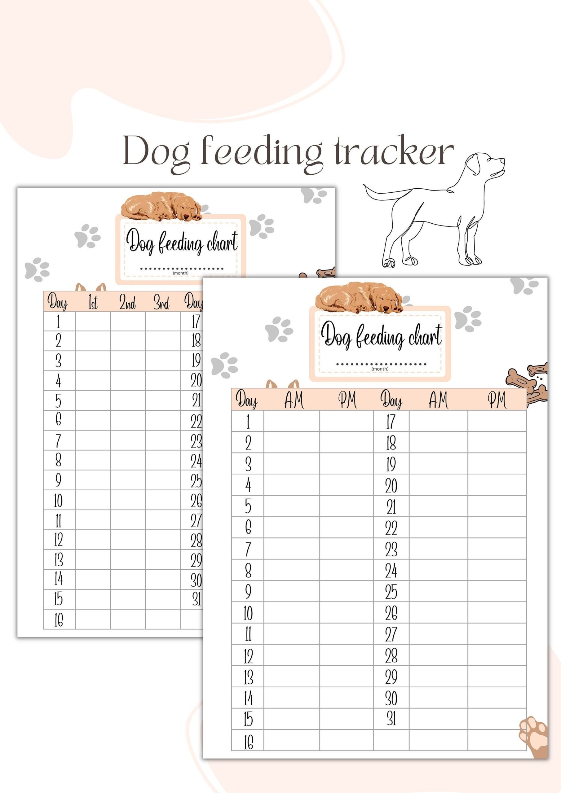 Buy Dog Feeding Tracker Printable Feeding Chart Monthly Online In India Etsy