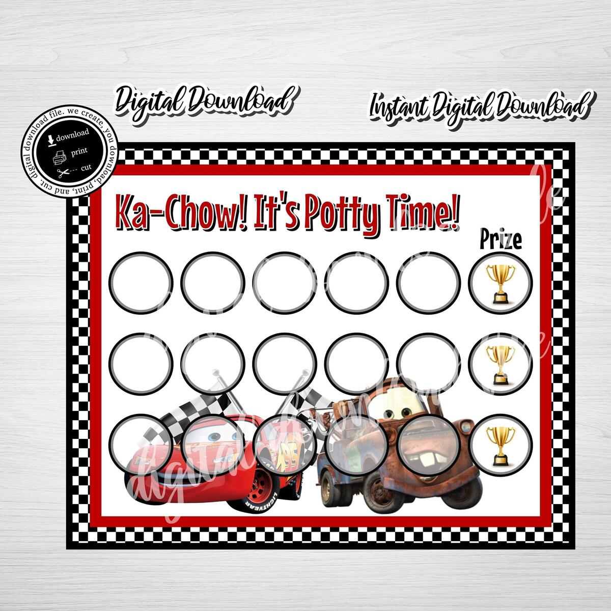 Cars Potty Training Reward Chart Lightning Mcqueen Printable Digital Download Etsy
