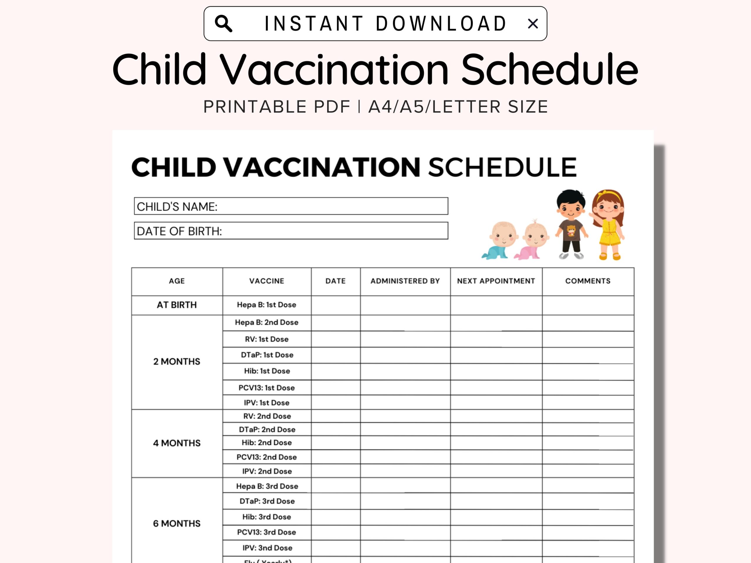 Child Vaccination Schedule Printable Immunization Record Vaccine Chart Vaccine Chart For Baby Kid Child Household Binder A4 A5 US PDF Etsy Child Vaccination Schedule Printable Immunization Record Vaccine Chart Vaccine Chart For Baby Kid Child Household Binder A4 A5 US PDF Etsy
