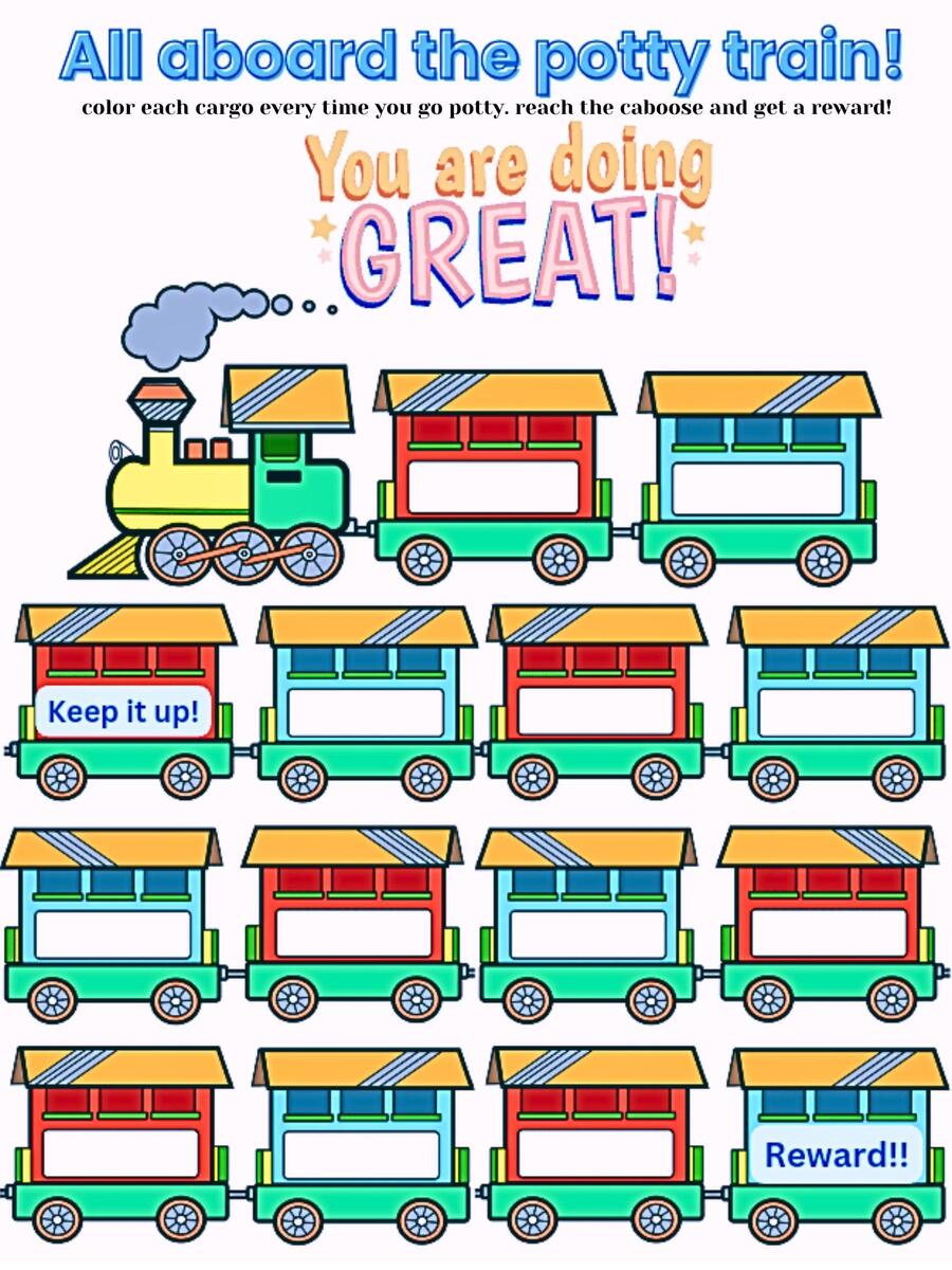 Choo Choo Train Potty Chart Etsy Choo Choo Train Potty Chart Etsy