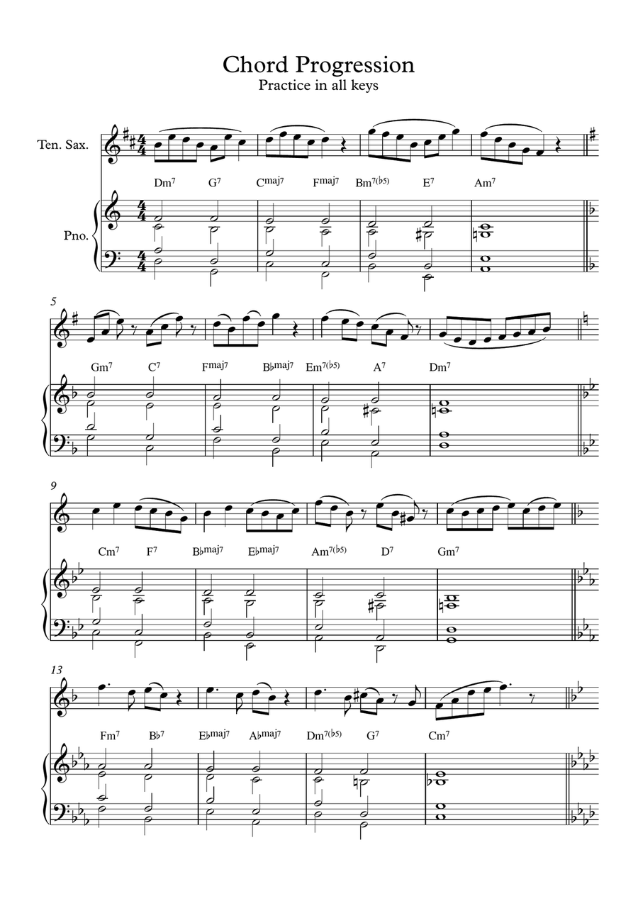 Chord Progression Tenor Sax Tenor Saxophone Saxophone Solo Late Intermediate Digital Sheet Music Sheet Music Plus
