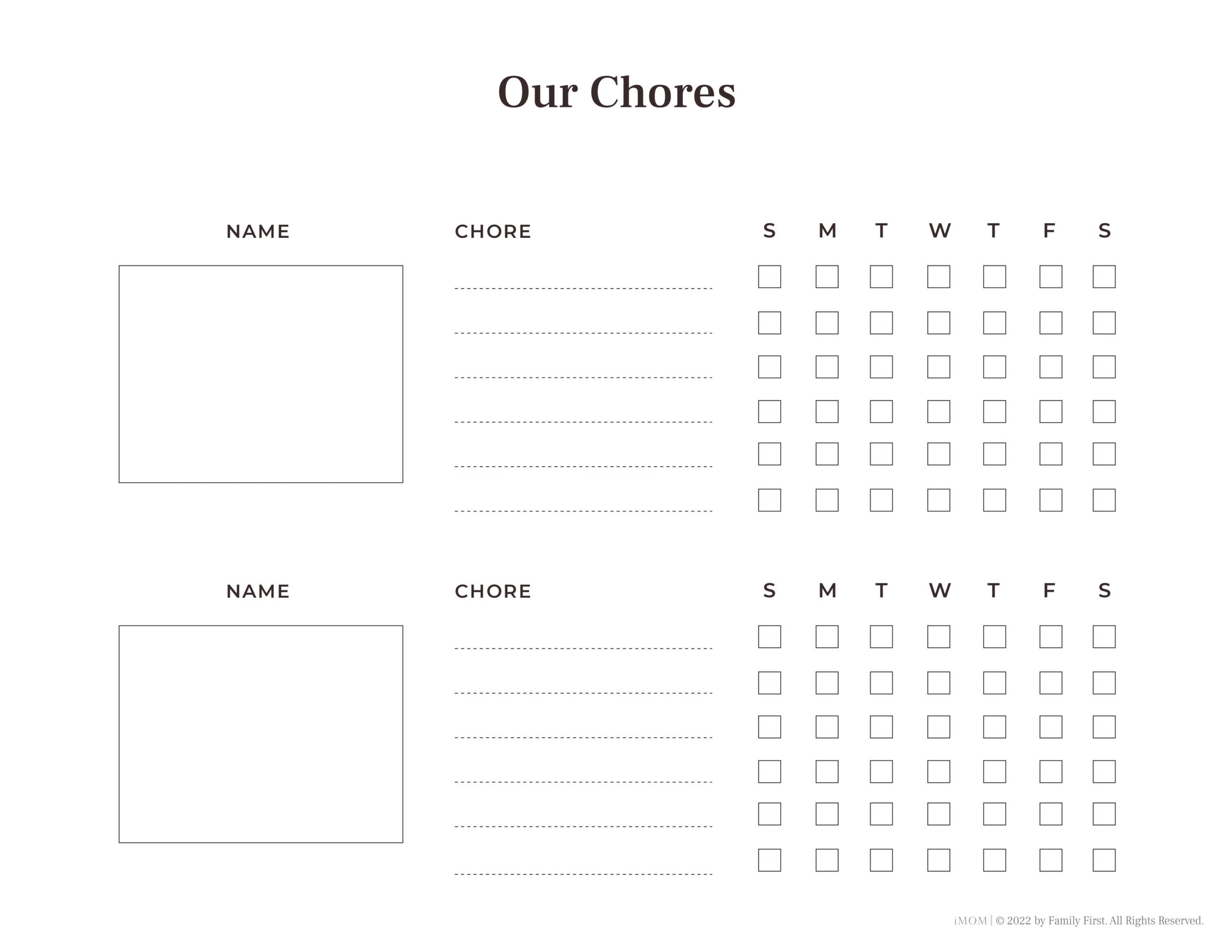 PERSONALISABLE Couples CHORE CHART Weekly Chart Couples Argument Saver Etsy