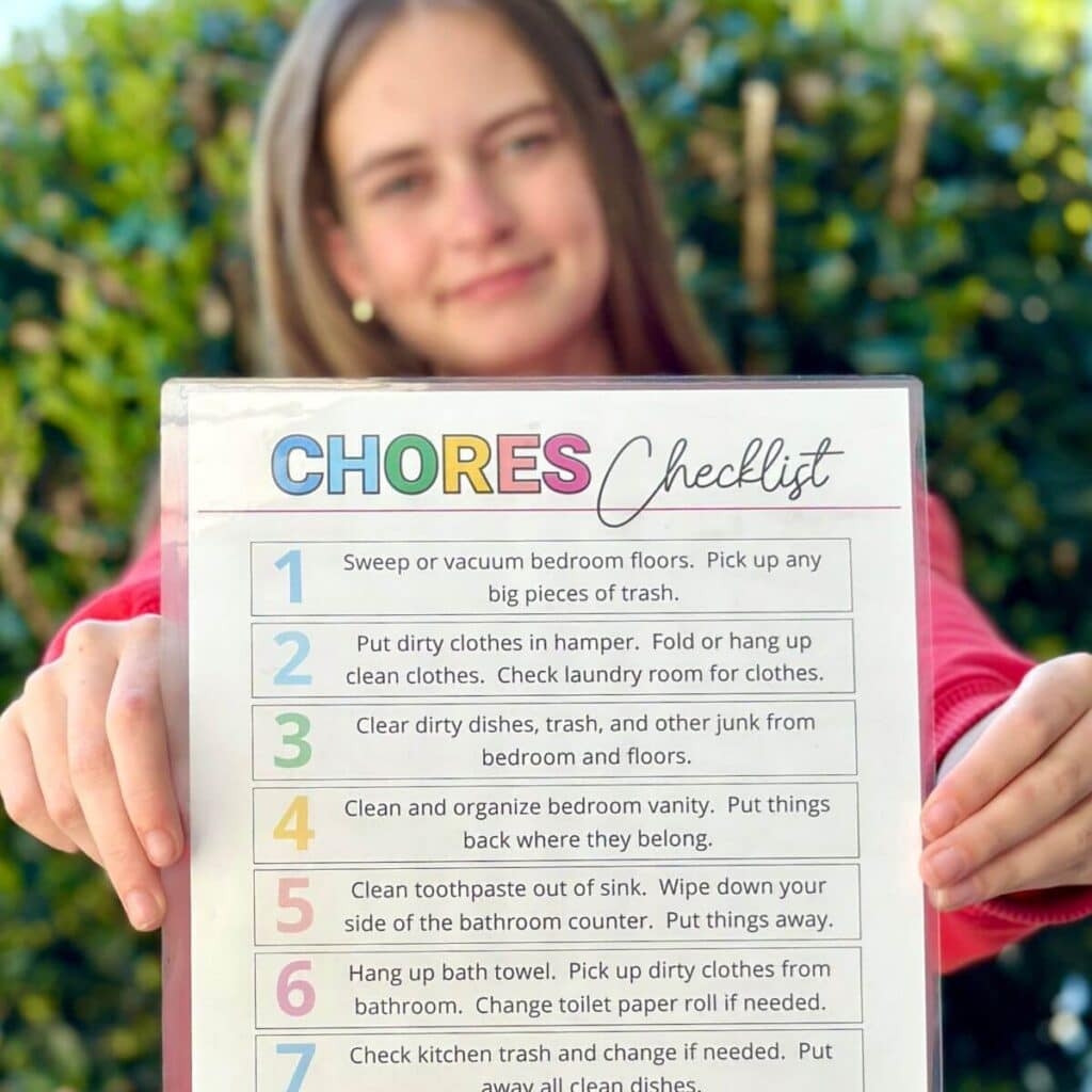 Chore Chart For Teens Free Printable That Works For Our Family The Savvy Sparrow Teen And Tween Printable Chore Chart Sunshine And Hurricanes
