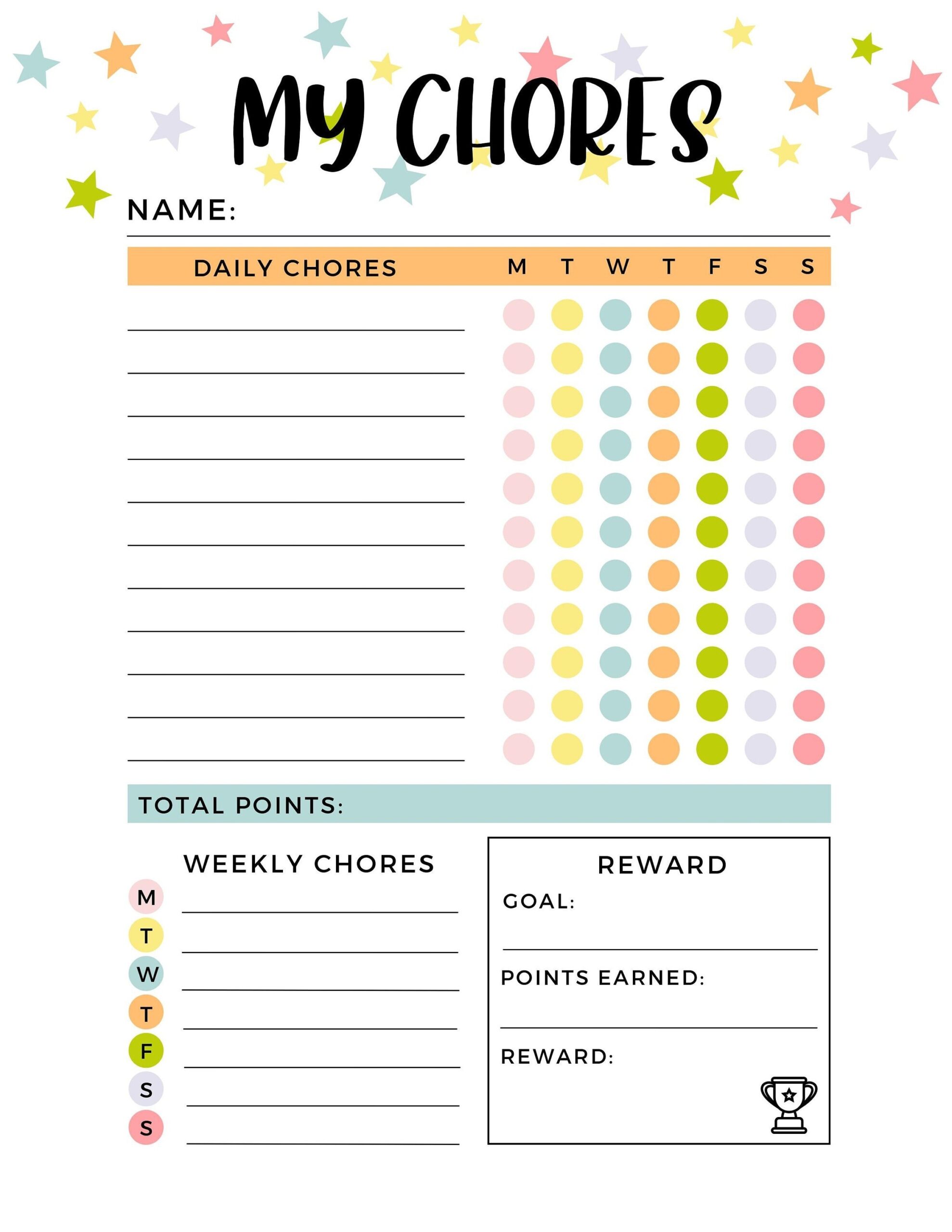 Printable Chore Chart Sincerely Sara D Home Decor DIY Projects