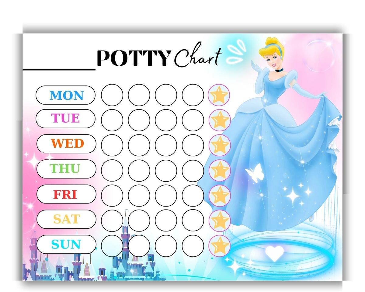 Princess Potty Chart Princess Toilet Training Chart Etsy