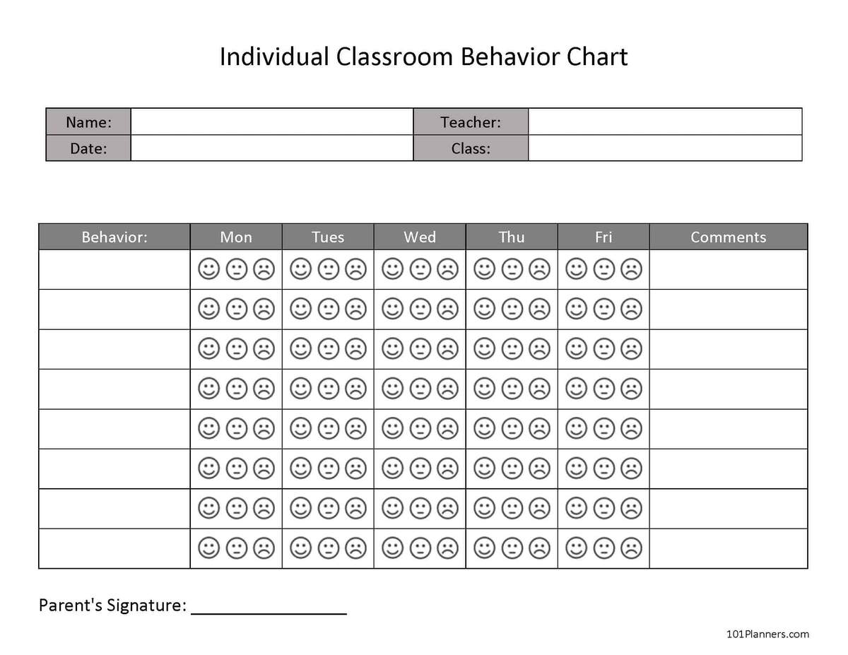6 Behavior Chart Templates PDF DOC