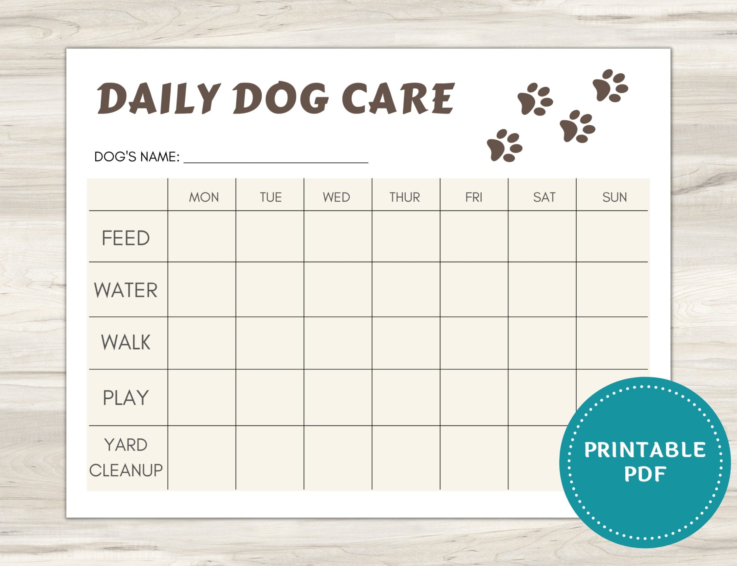Printable Pet Daily Pet Care Pet Care Chore Chart Pet Chart Pet Chore Chart Daily Dog