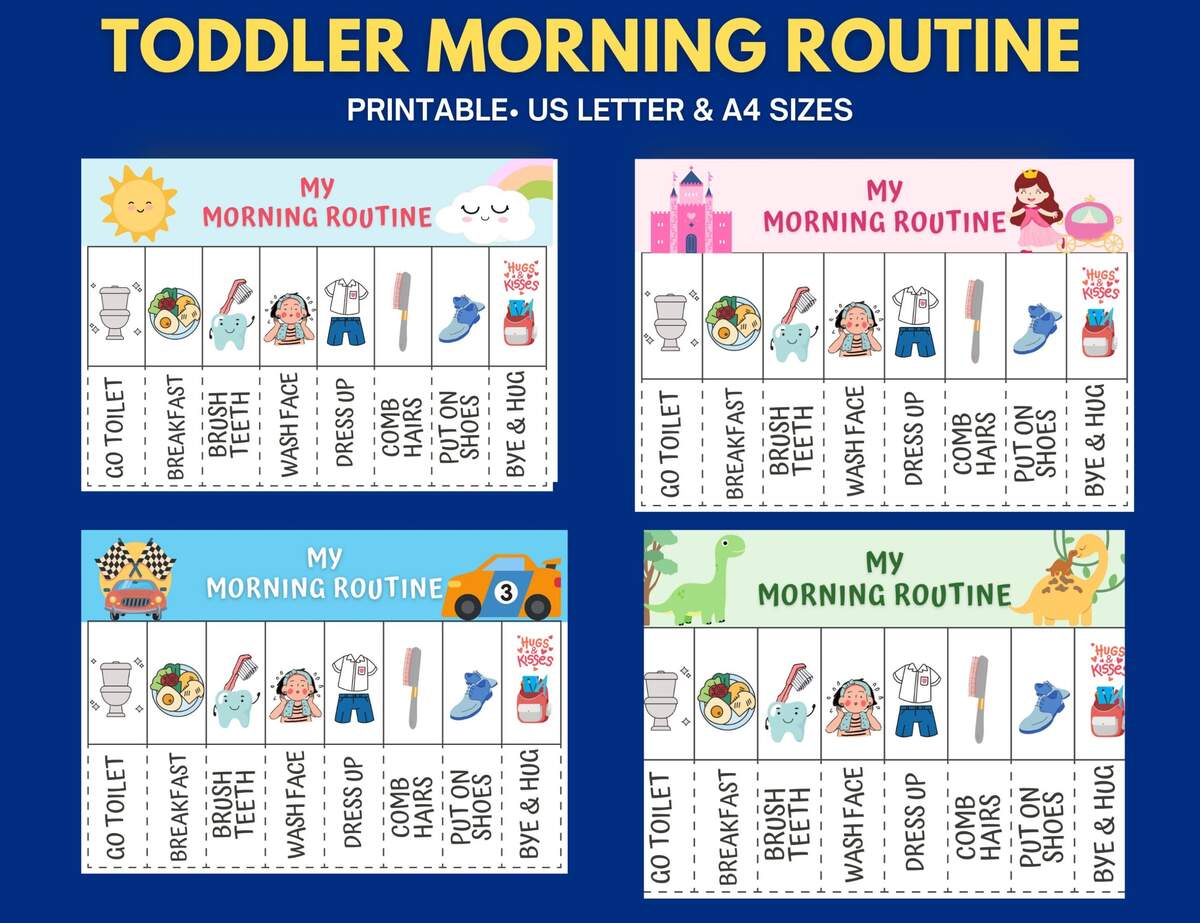 Daily Routine Flip Chart Kids Toddler Morning Routine Chart Daily Chore Chart Visual Schedule With Pictures Responsibility Checklist Etsy