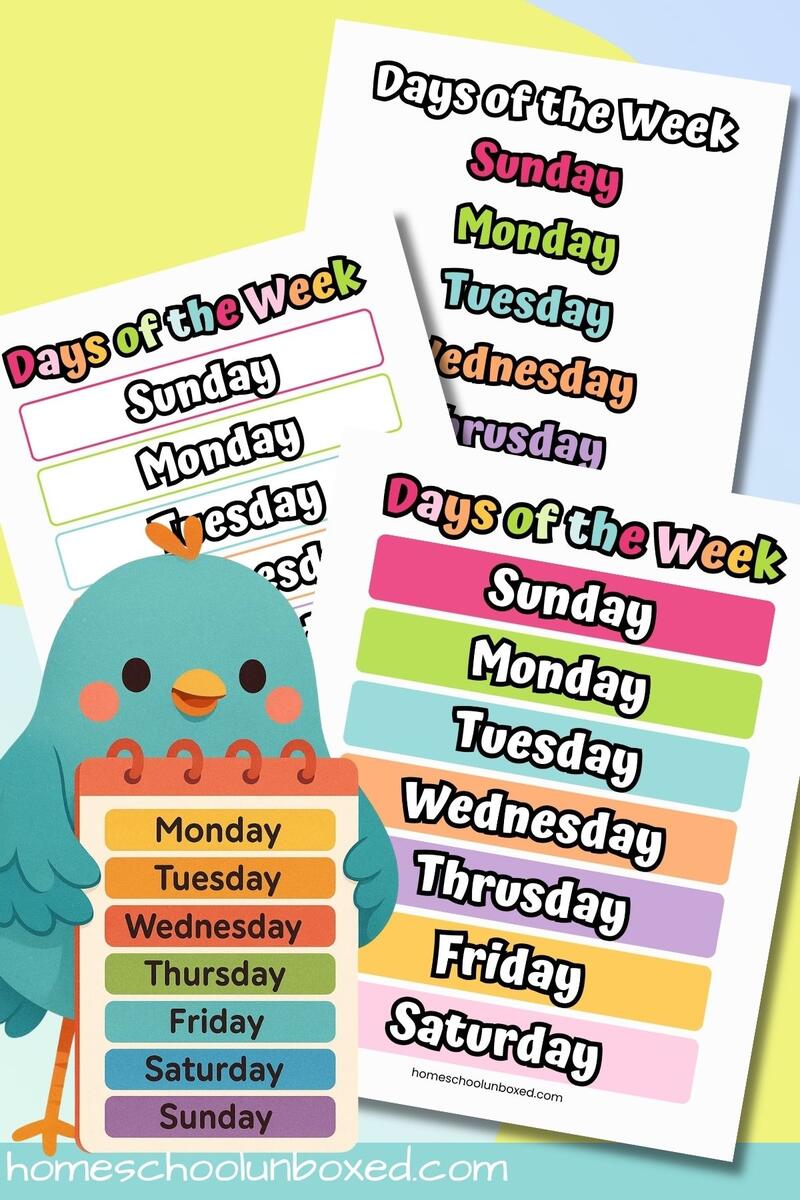 Days Of The Week Chart Free Printables