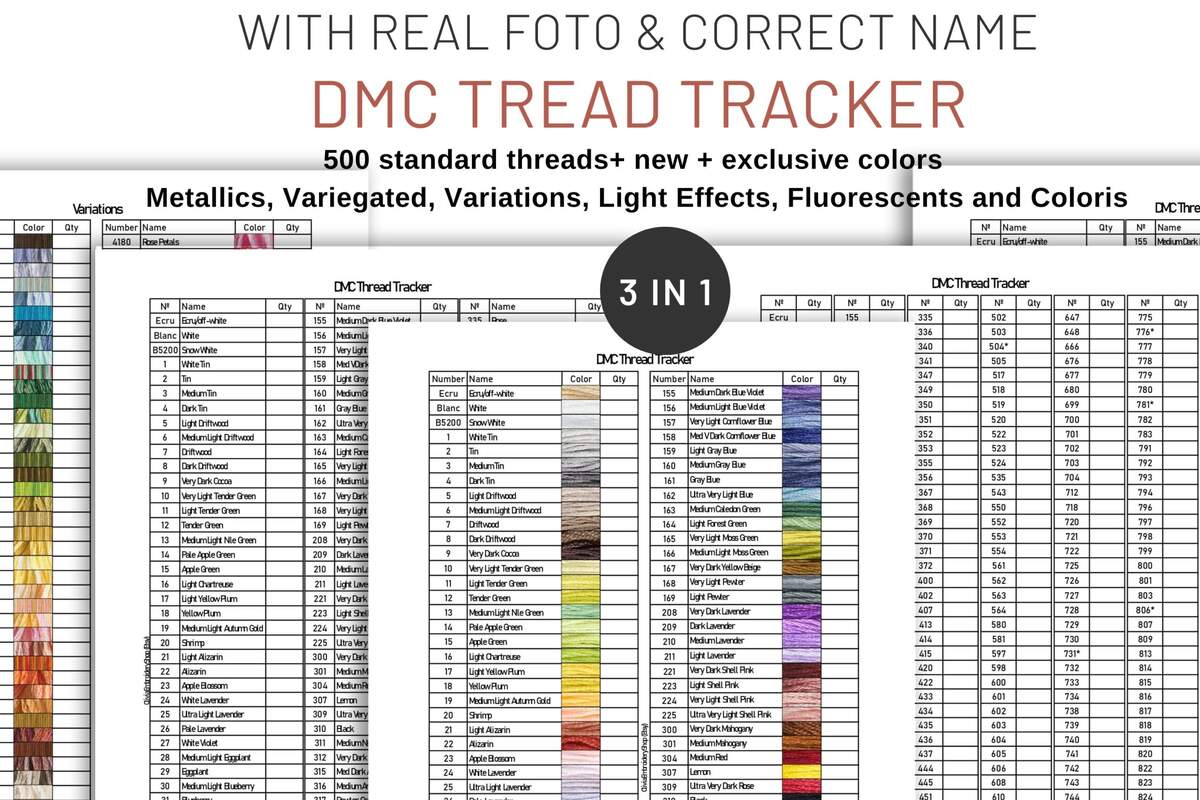 DMC Thread Color Chart Printable Inventory Tracker PDF Download Etsy UK