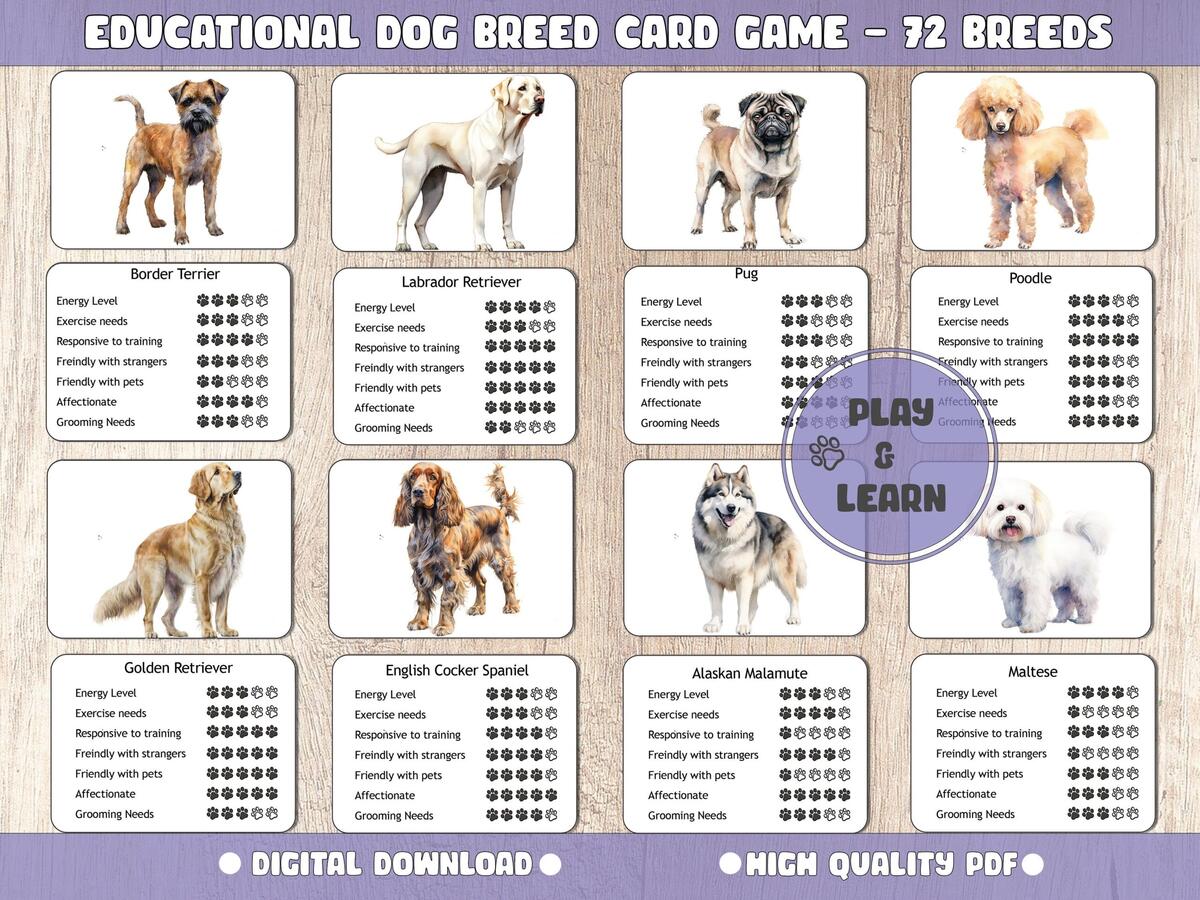 Dog Breeds Printable Educational Dog Breed Cards 72 Breeds Learn Dog Breeds And Characteristics Instant Download Kids And Adults Etsy Dog Breeds Printable Educational Dog Breed Cards 72 Breeds Learn Dog Breeds And Characteristics Instant Download Kids And Adults Etsy