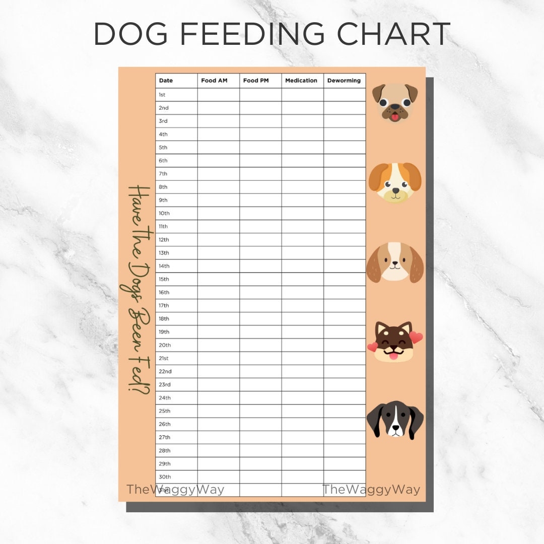 Dog Feeding Chart Dog Food Chart Printable Dog Food Planner Dog Care Poster Cat Feeding Chart Dog Food Planner Etsy Pet Feeding Chart Printable