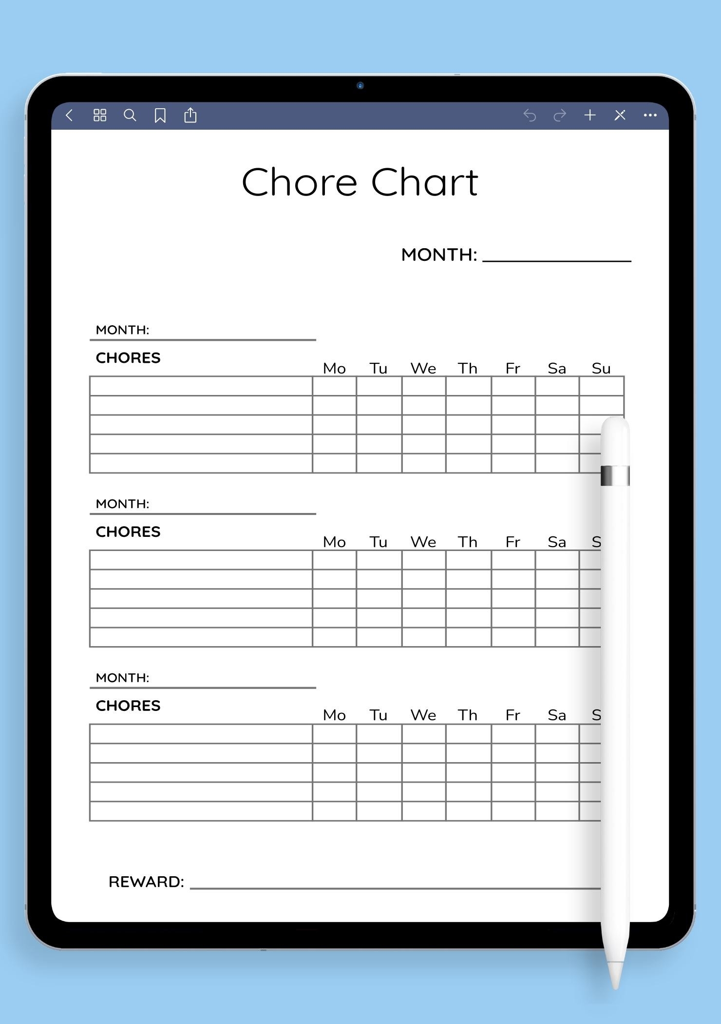 Download Printable Simple Monthly Chore Chart Template PDF Download Printable Simple Monthly Chore Chart Template PDF