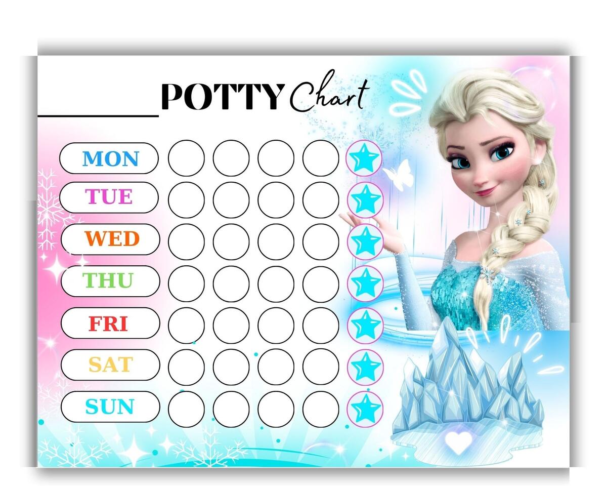 Printable Frozen Potty Training Chart Toddler Reward Chart Kids Potty Chart Sticker Reward System Etsy