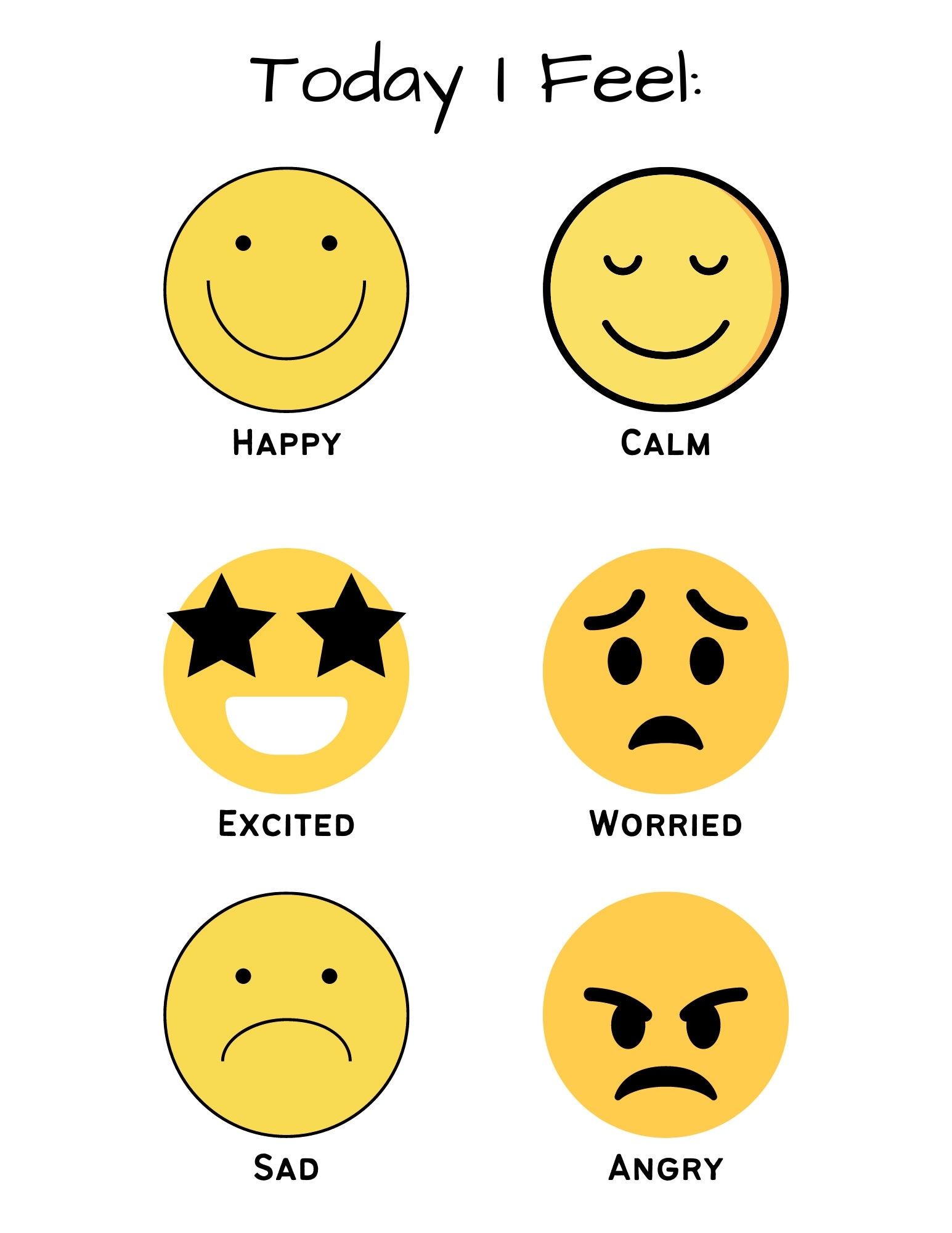 Emotions Chart Feelings Chart Toddlers Preschoolers Feeling Chart Today I Feel Montessori Preschool Printable Instant Download Etsy FREE Feeling Chart For Kindergarteners With Photos
