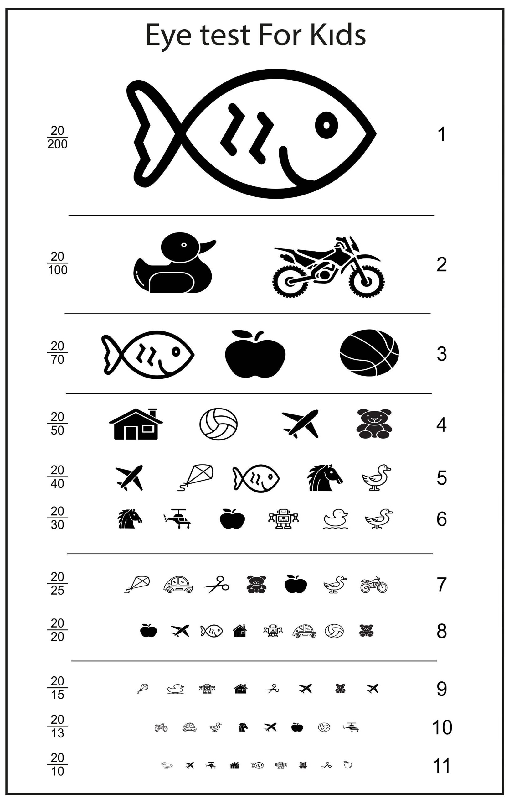 Eye Test Chart For Kids PRINT READY Etsy Eye Test Chart For Kids PRINT READY Etsy