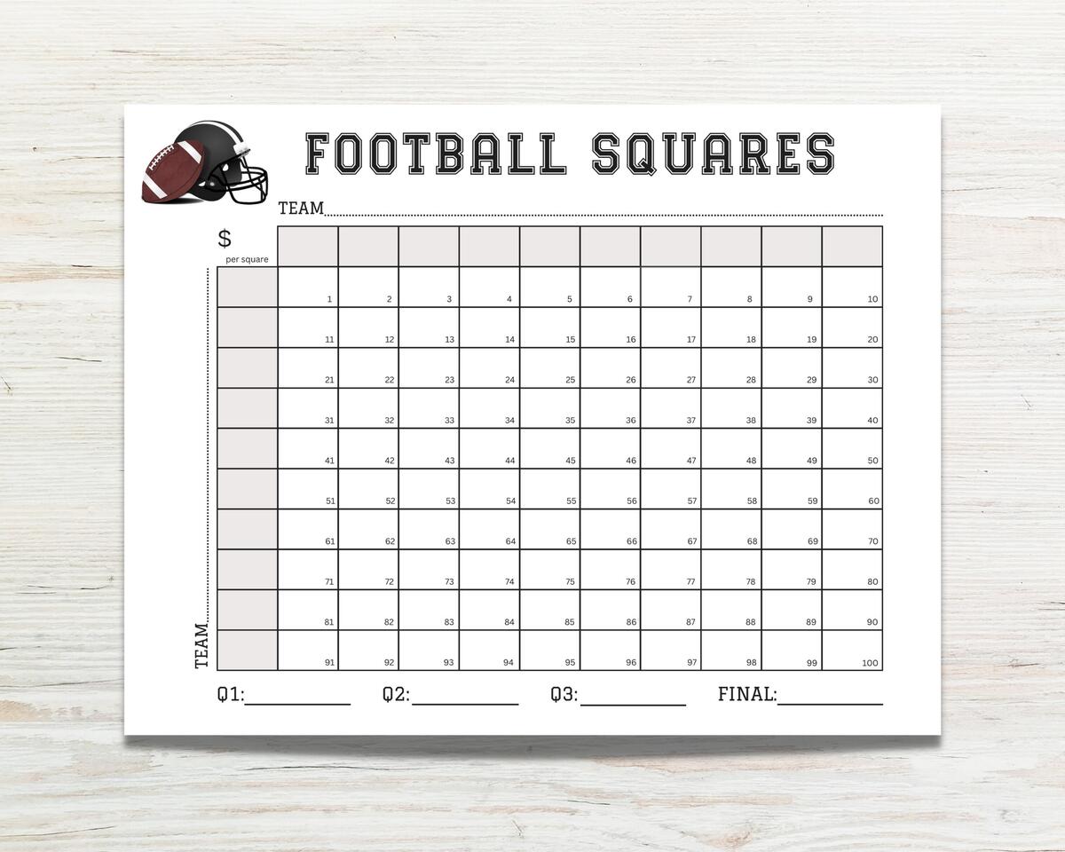 Football Squares Templates Etsy Canada