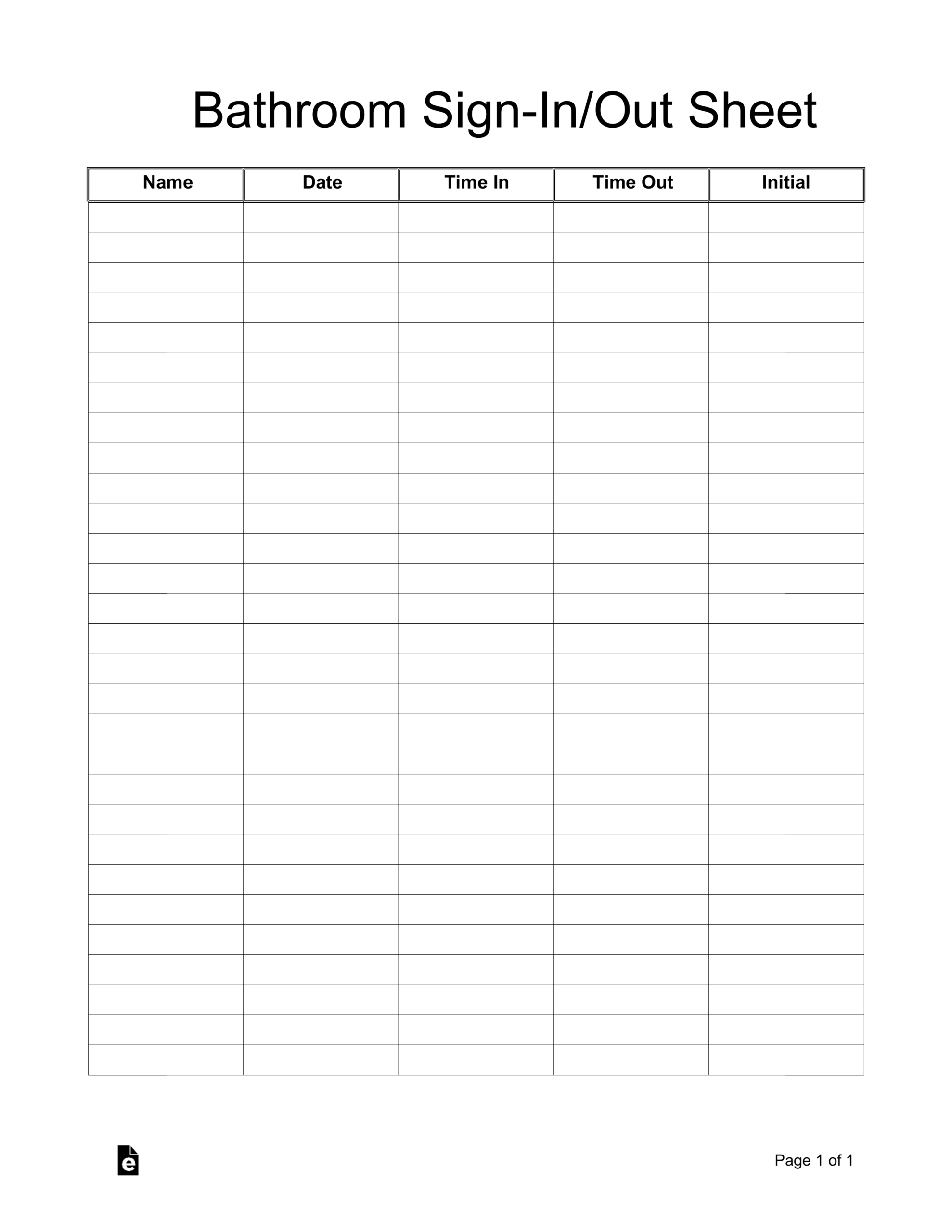 Free Bathroom Cleaning Sign In Out Sheet Template PDF Word EForms Free Bathroom Cleaning Sign In Out Sheet Template PDF Word EForms