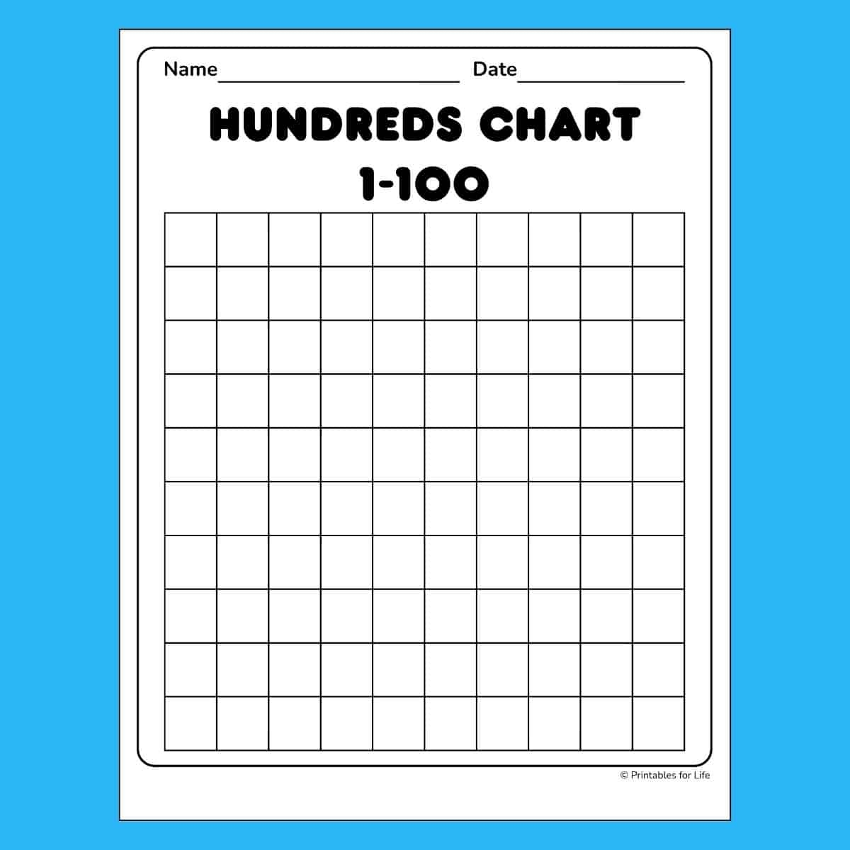 Free Blank Hundreds Chart Printable PDF Free Blank Hundreds Chart Printable PDF