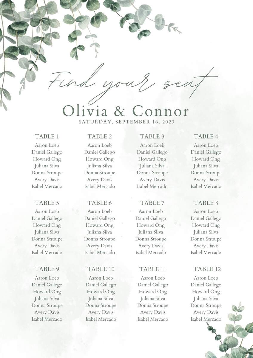 Wedding Seating Chart Template Plan Your Perfect Day
