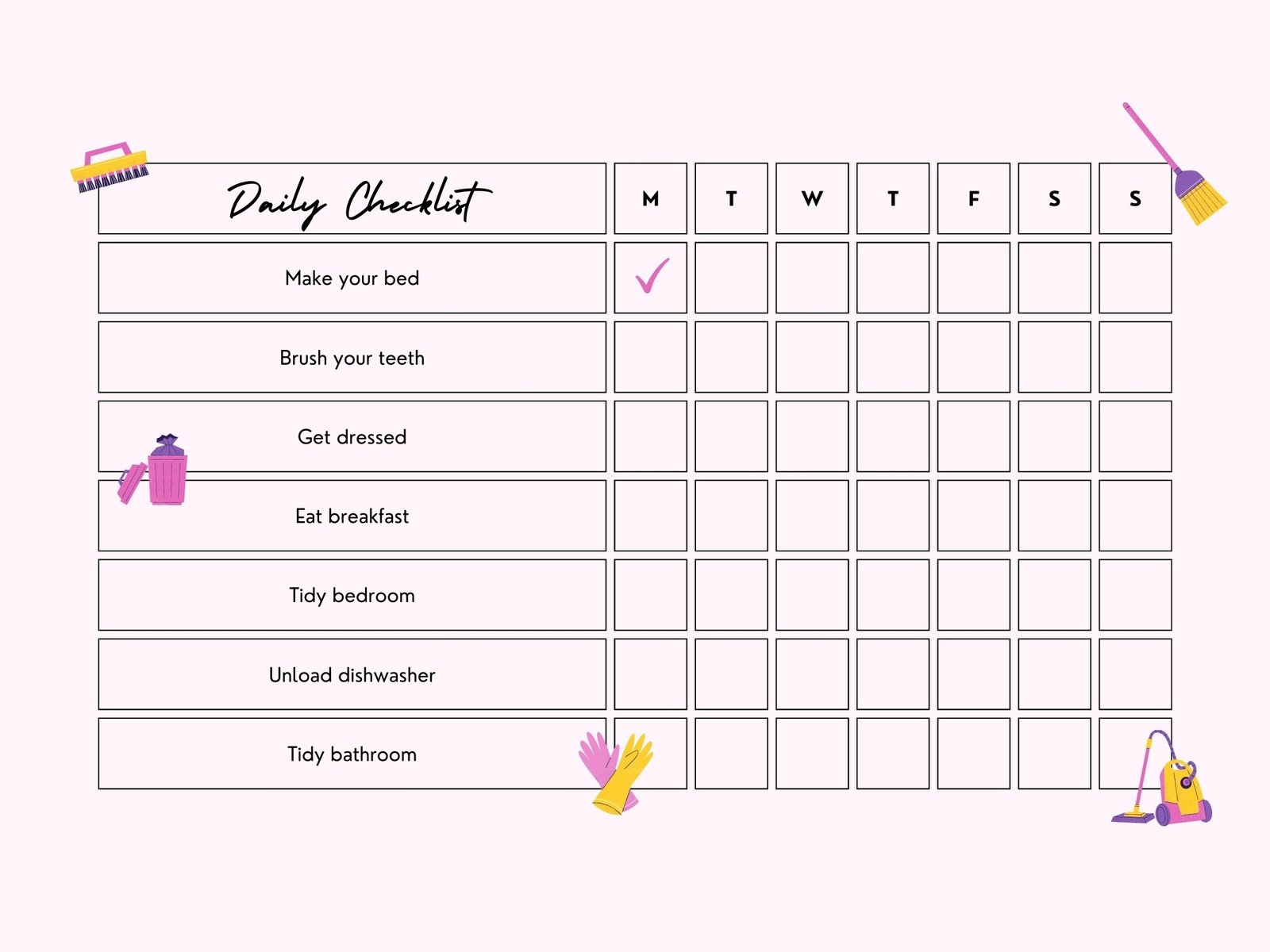 Free Customizable Chore Chart Templates To Print Canva