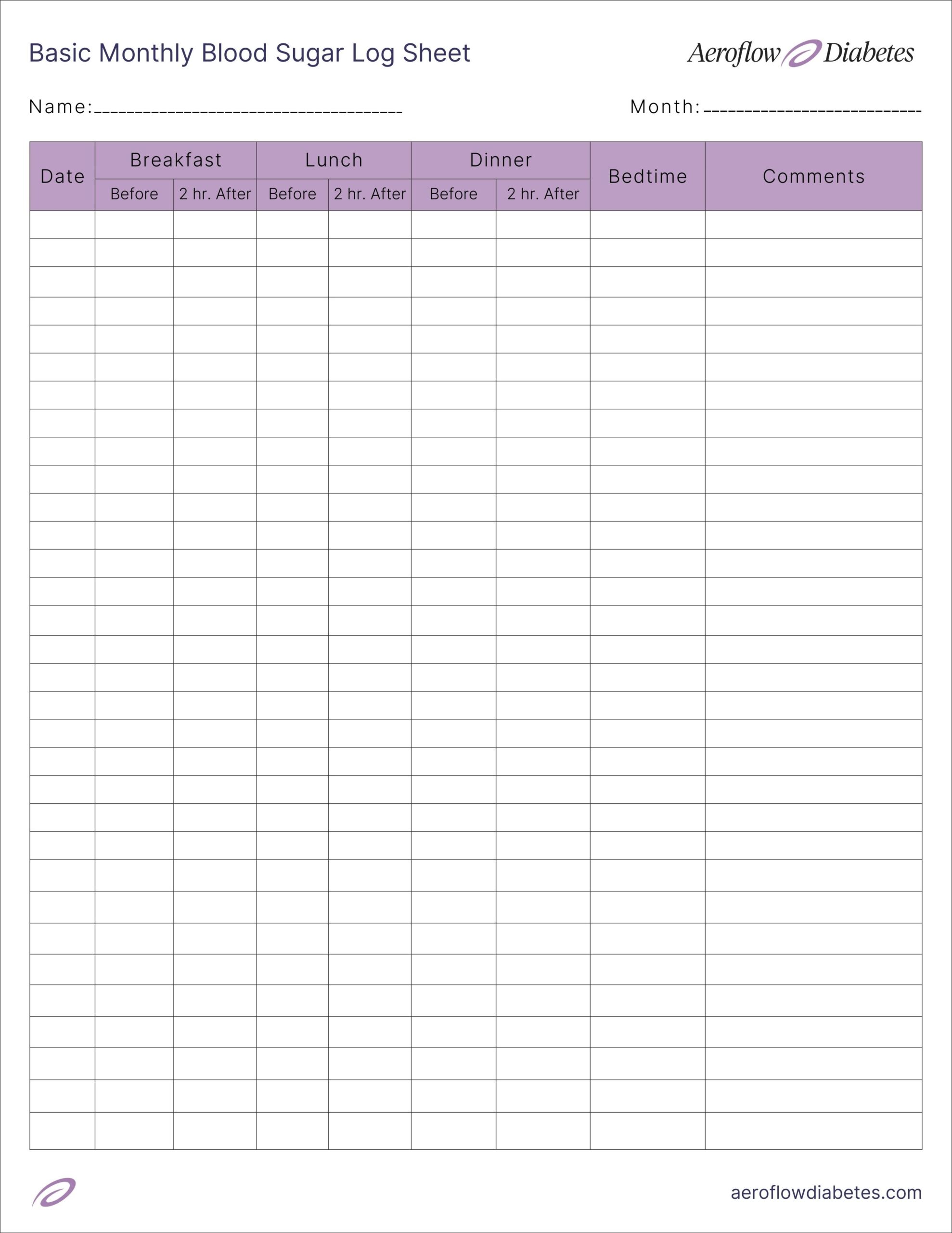 Free Diabetes Resources For Patients Aeroflow Diabetes Free Diabetes Log Sheets In PDF And Word Formats