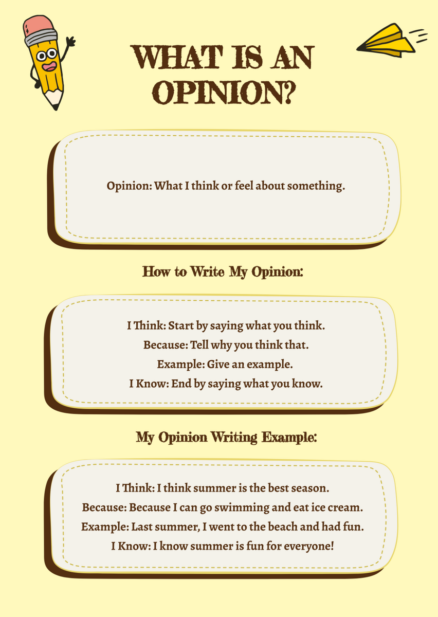 Free Kindergarten Opinion Writing Anchor Chart Template To Edit Online