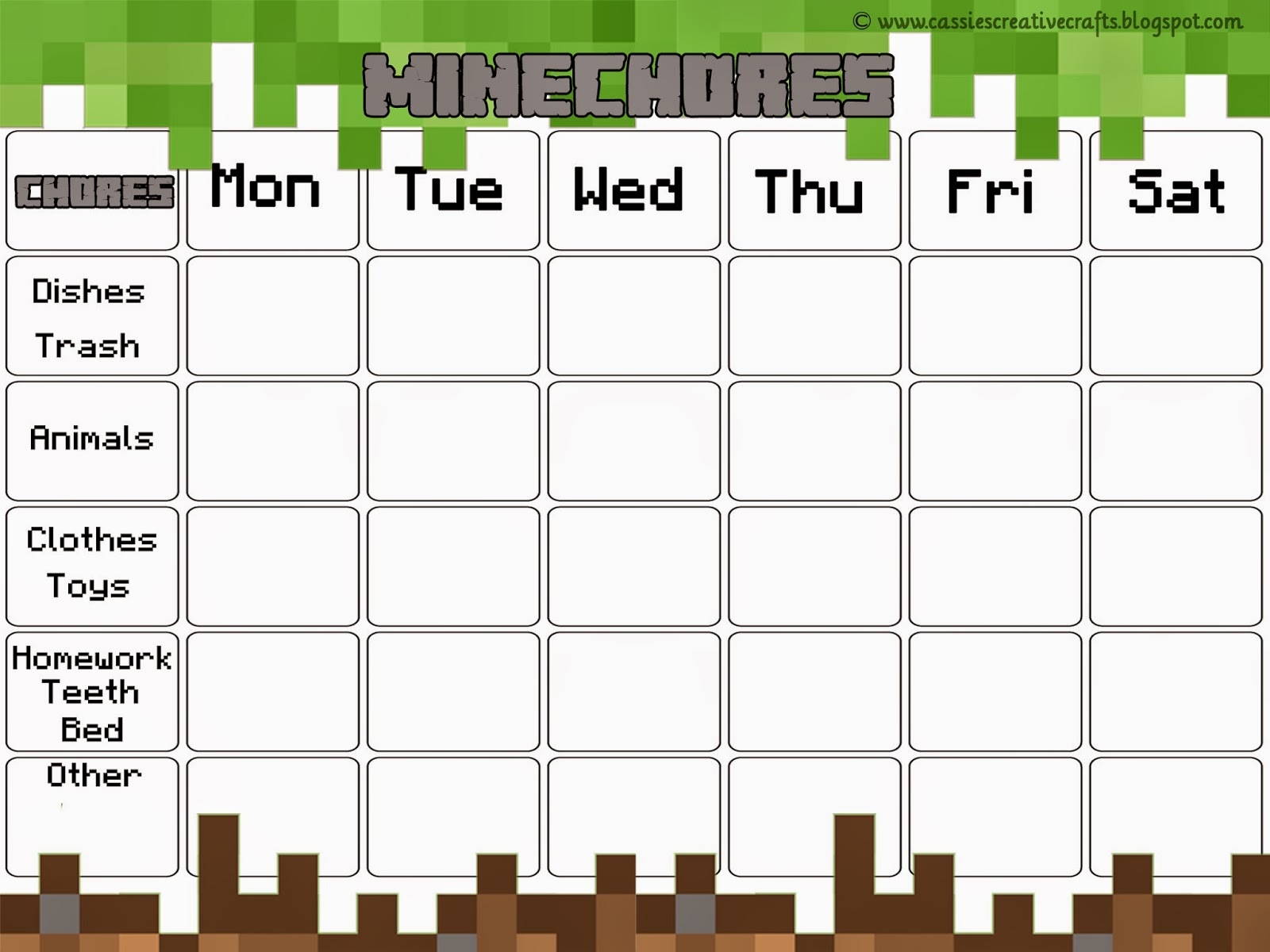 Free Minecraft Chore Chart Award System With Printables FREE Printable Minecraft Chore Charts SKrafty