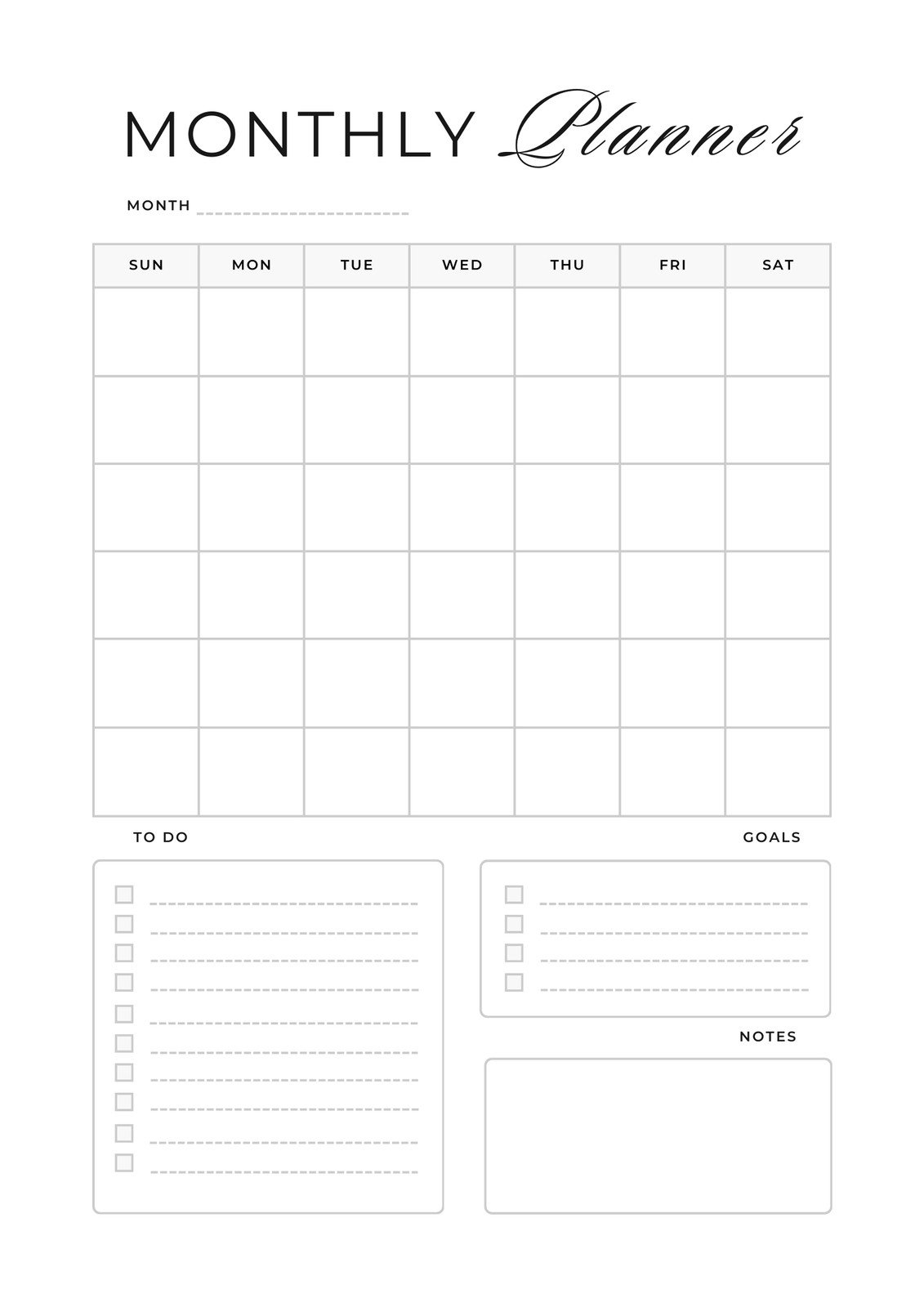 Free Personalized Monthly Planner Templates To Print Canva Download Printable Simple Monthly Chore Chart Template PDF