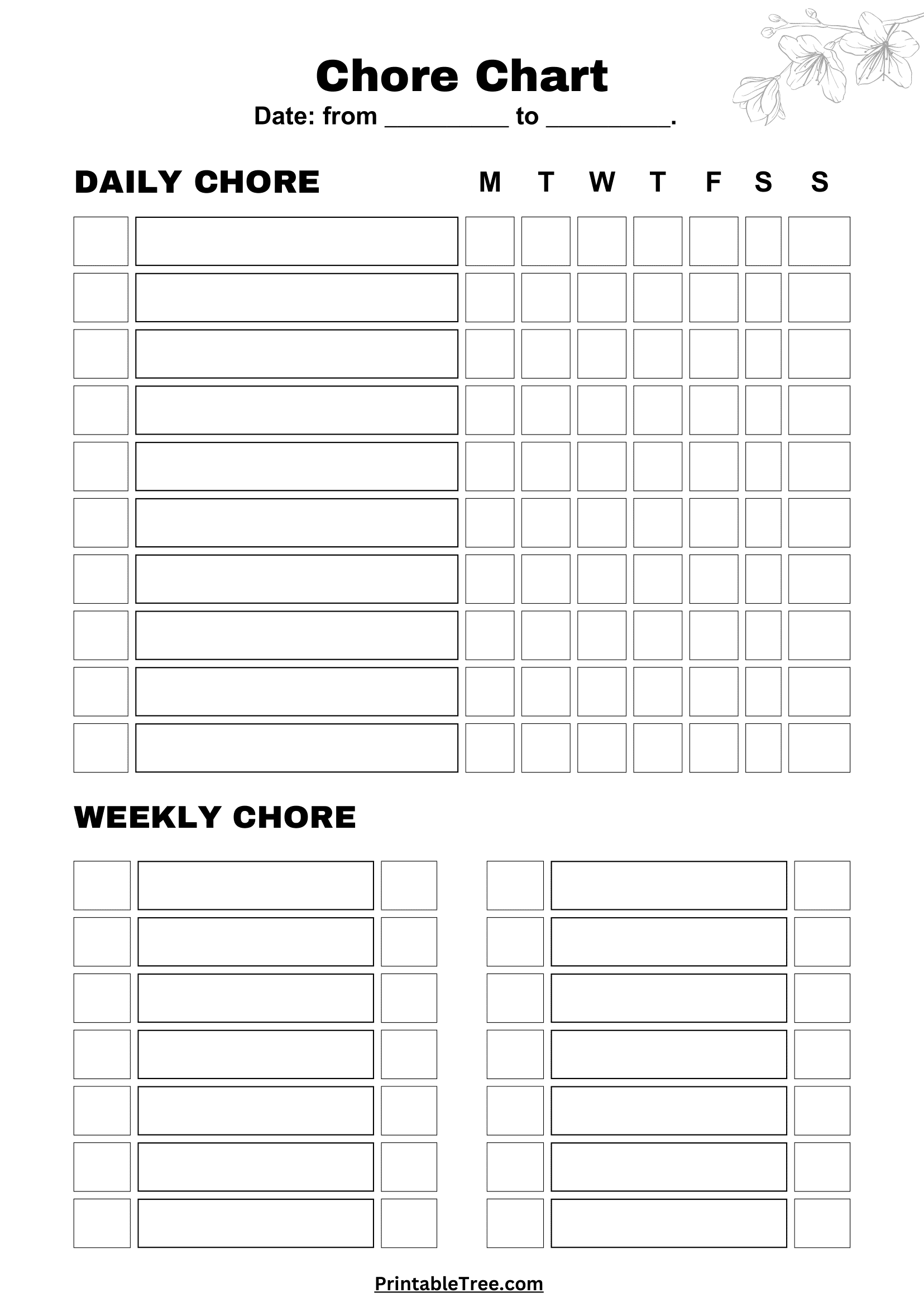 Chore Chart Blank Becca Paro